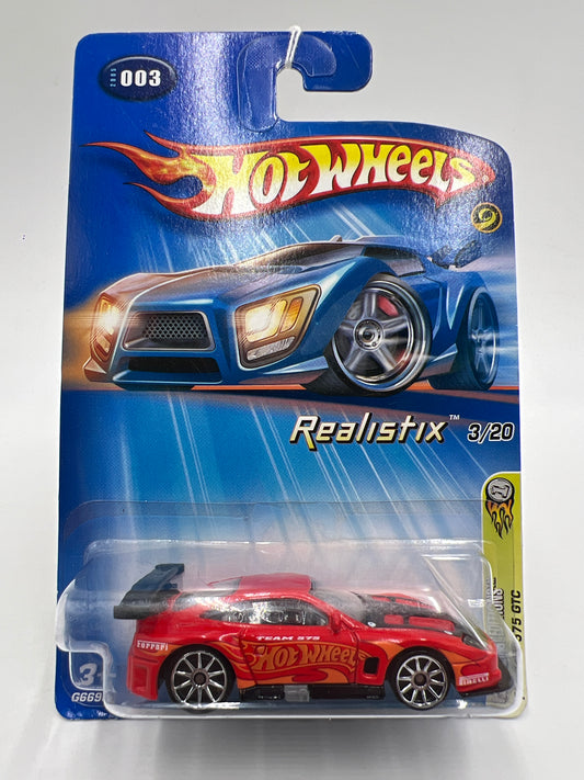 2005 Hot Wheels First Editions Realistix #3 Ferrari 575 GTC Red 10SP Wheels SR