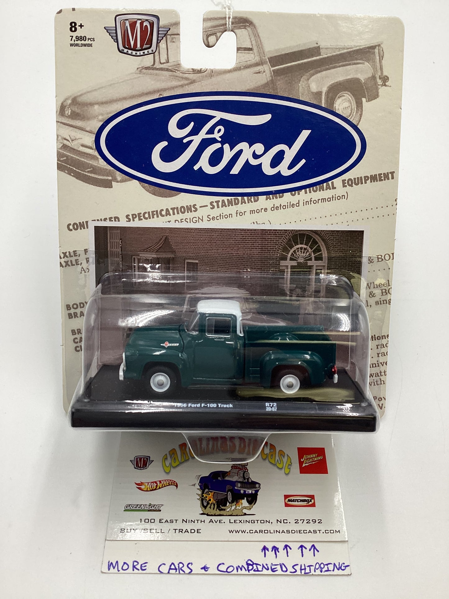 M2 Machines Auto Driver Ford 1956 Ford F-100 Truck Forest Green R72 190B