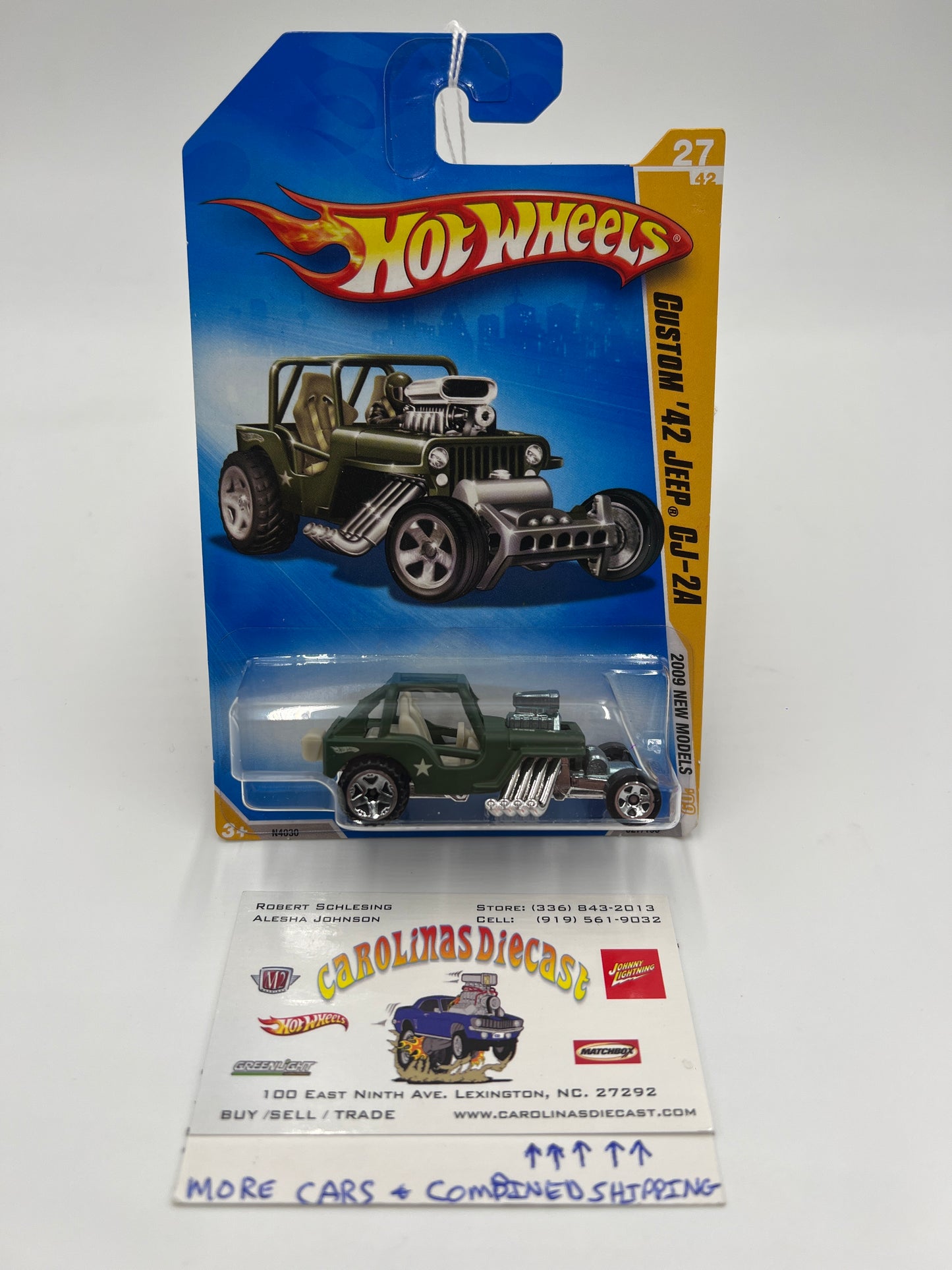 2009 Hot Wheels New Models #27 Custom Jeep CJ-2A Army Green 61i