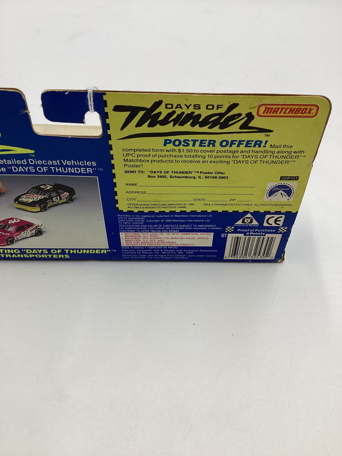 Matchbox Days of Thunder #32530 Race Car Transporter Hardees SR