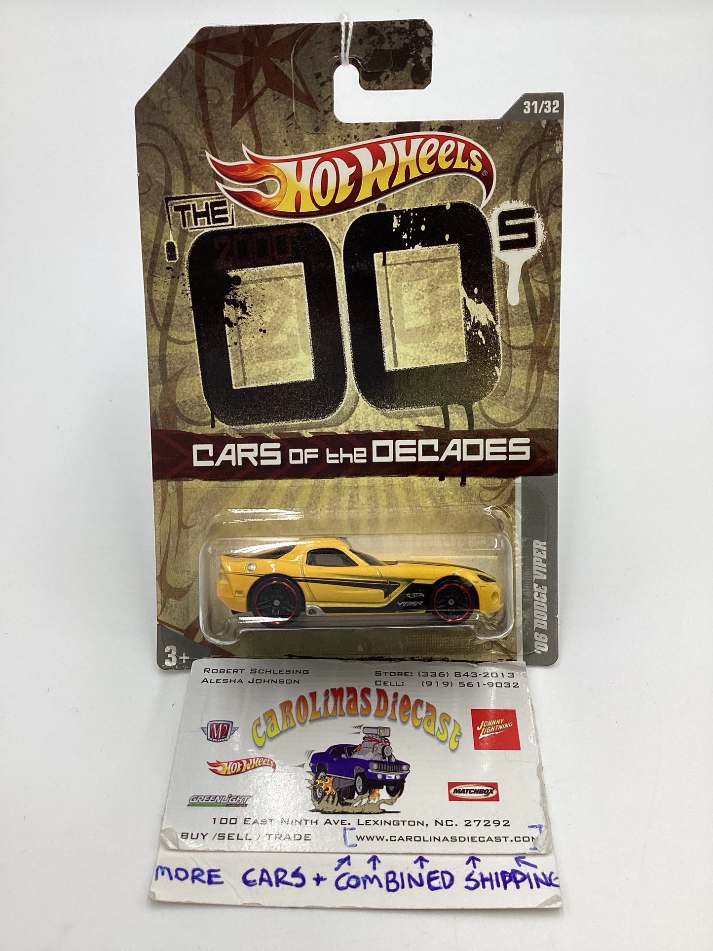 2011 Hot Wheels Cars of the Decades The 00s #31 Dodge Viper Yellow 157C