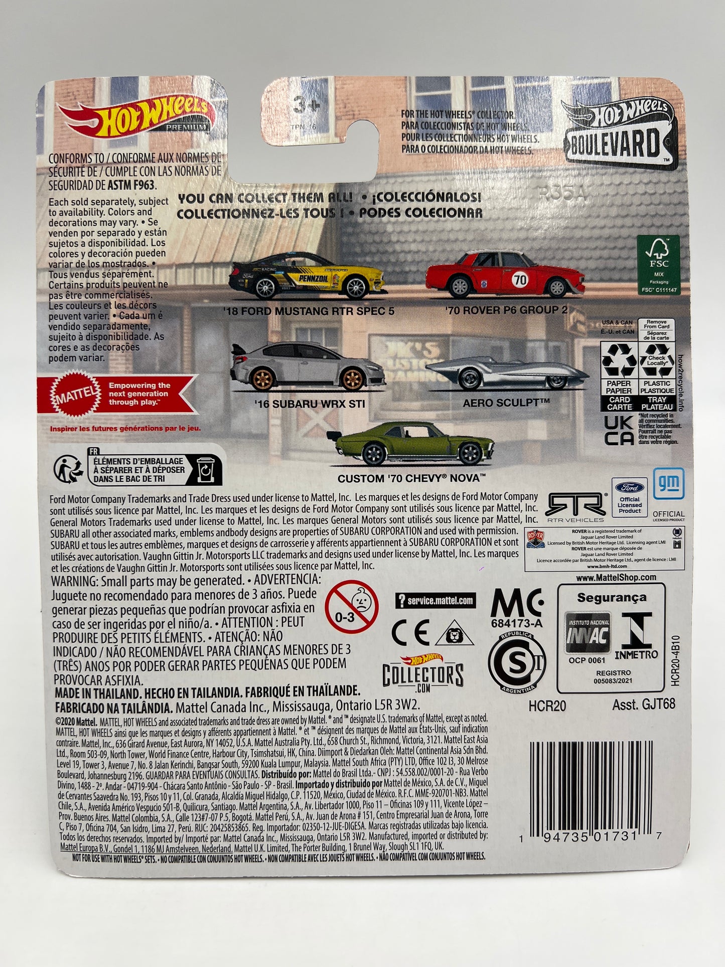 Hot Wheels Premium Boulevard #61 18 Ford Mustang RTR Spec 5 Pennzoil W/Protector