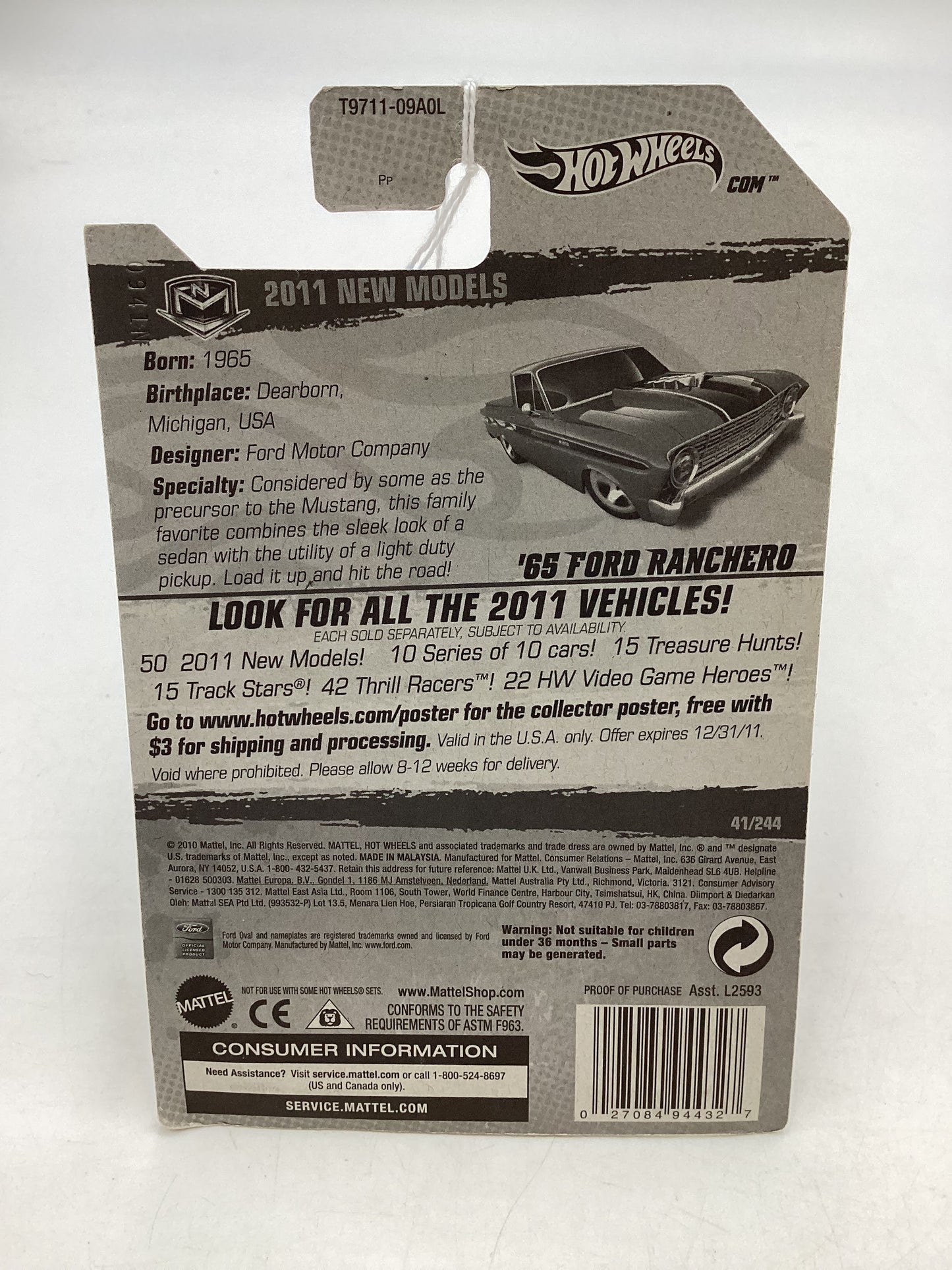 2011 Hot Wheels #41 65 Ford Ranchero Red 23H