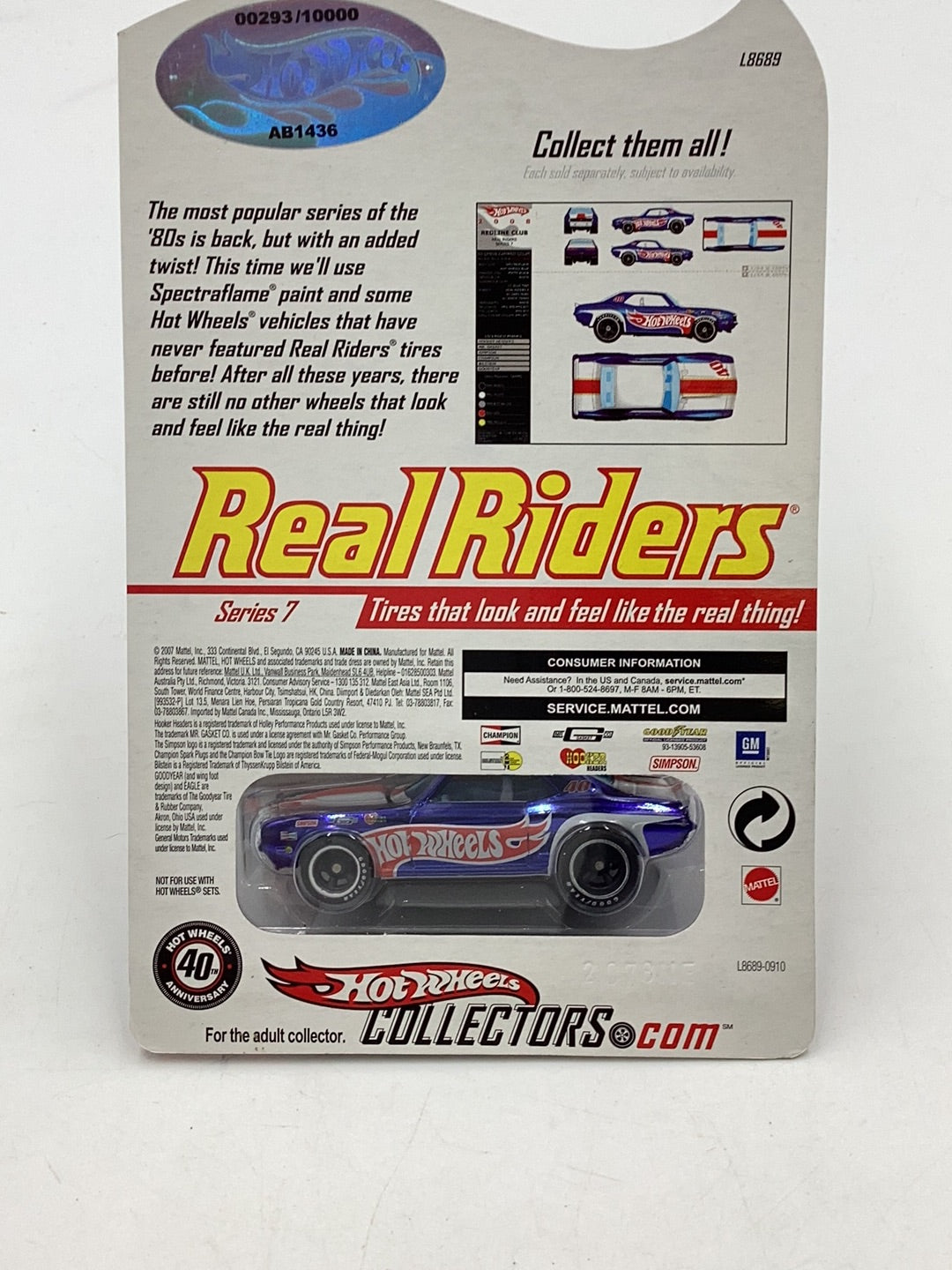 Hot wheels RLC Real Riders Series 7 6/6 69 Camaro 293/10000