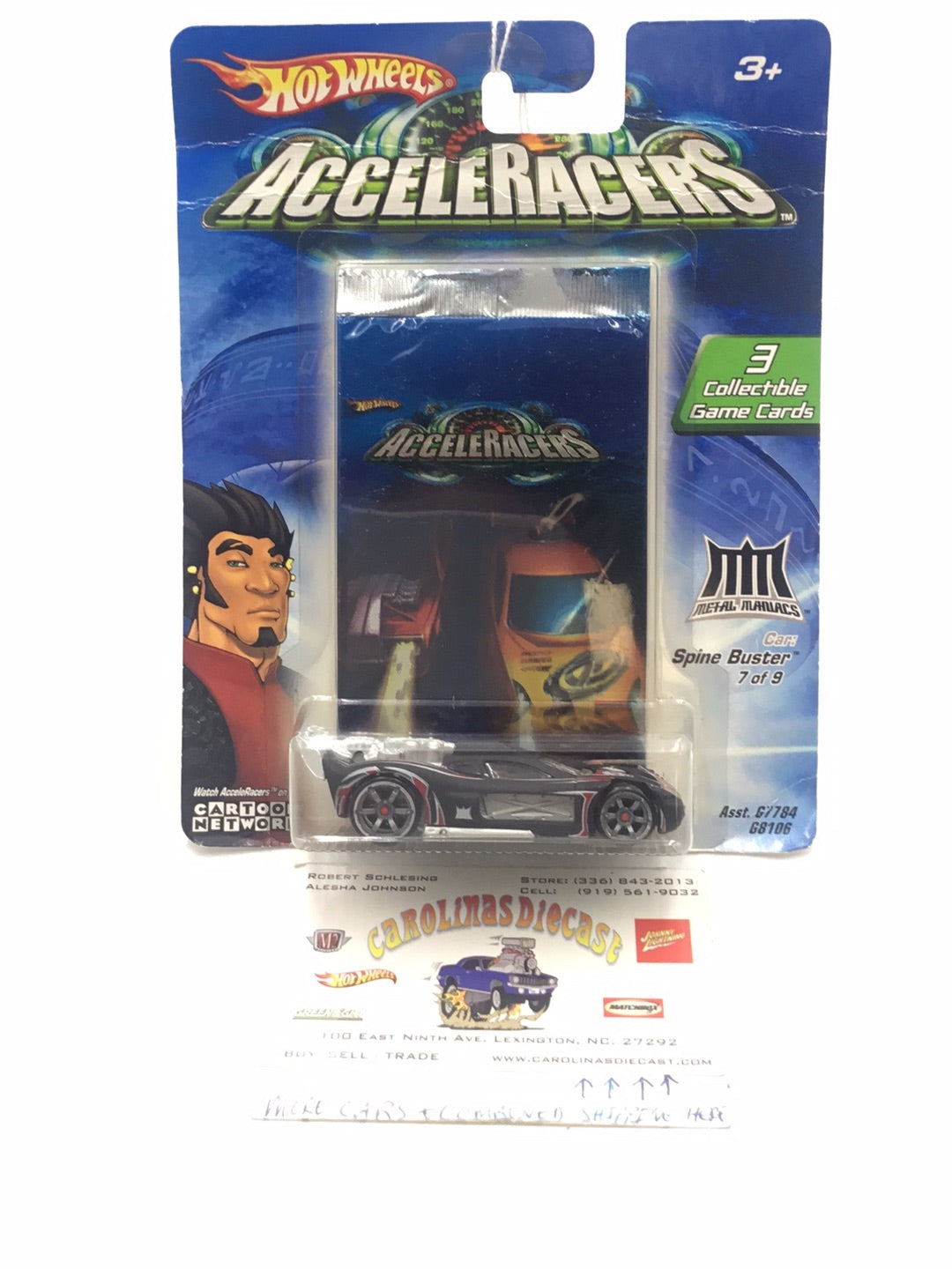 Hot wheels Acceleracers Metal Maniacs Spine Buster 7 of 9 CM6 Wheels Grey variant (Bad card)