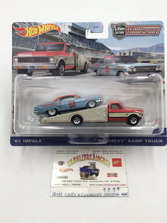 2023 HOT WHEELS CAR CULTURE  TEAM TRANSPORT 1961 Impala 1972 Chevy Ramp Truck #54 279H