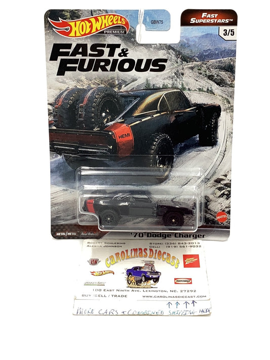 Hot wheels premium fast and furious Fast Superstars 3/5 70 Dodge Charger 249H