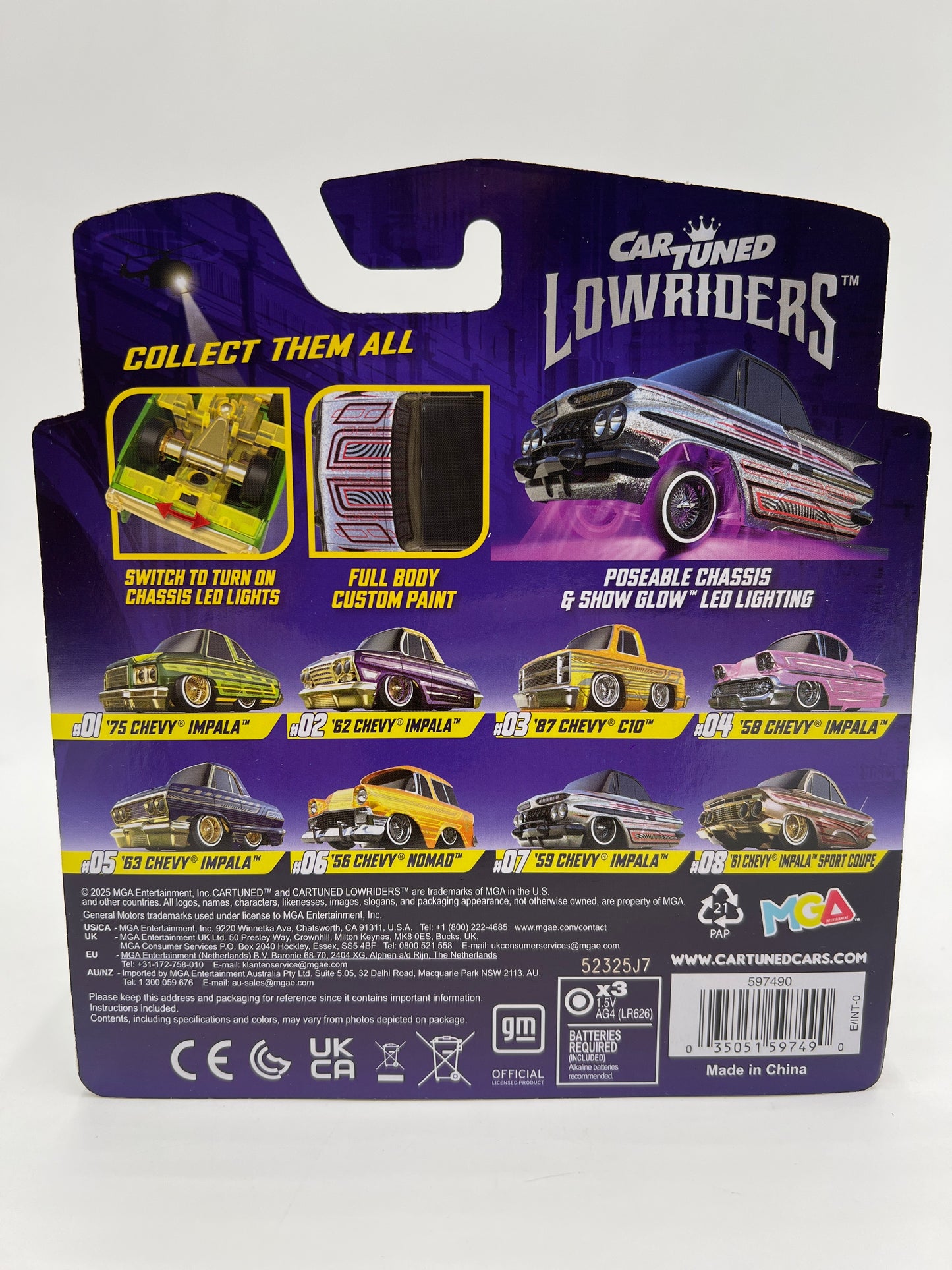 MGA Car Tuned Series 2 Show Glow Lowriders #7 59 Chevy Impala