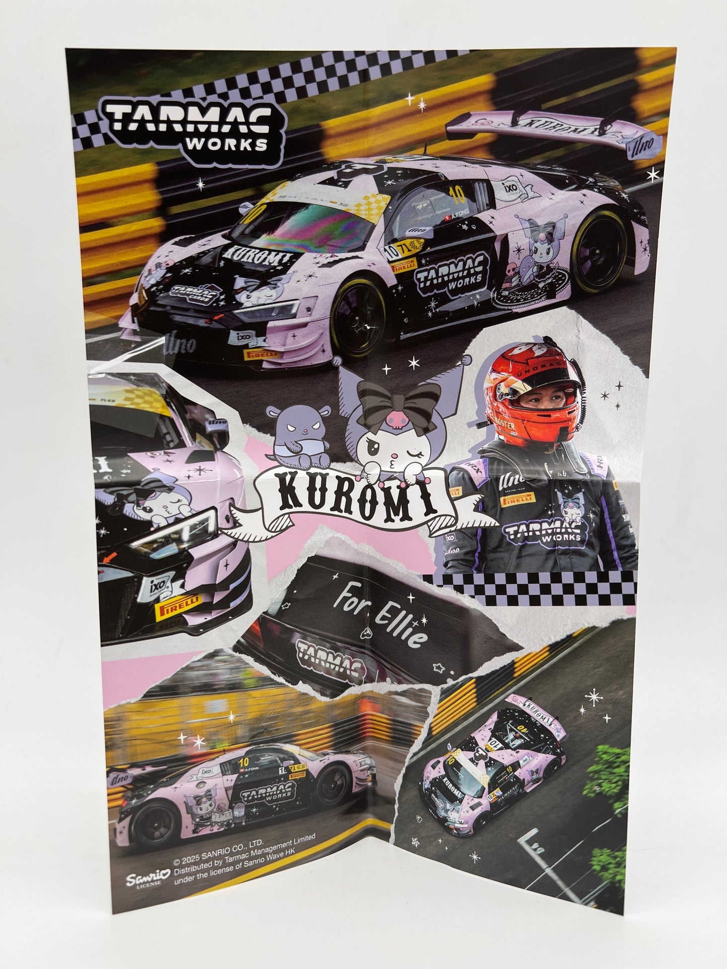 Tarmac Works x Kuromi Audi R8 LMS GT3 EVO II Macau 2024 GT Cup W/Trading Cards & Poster