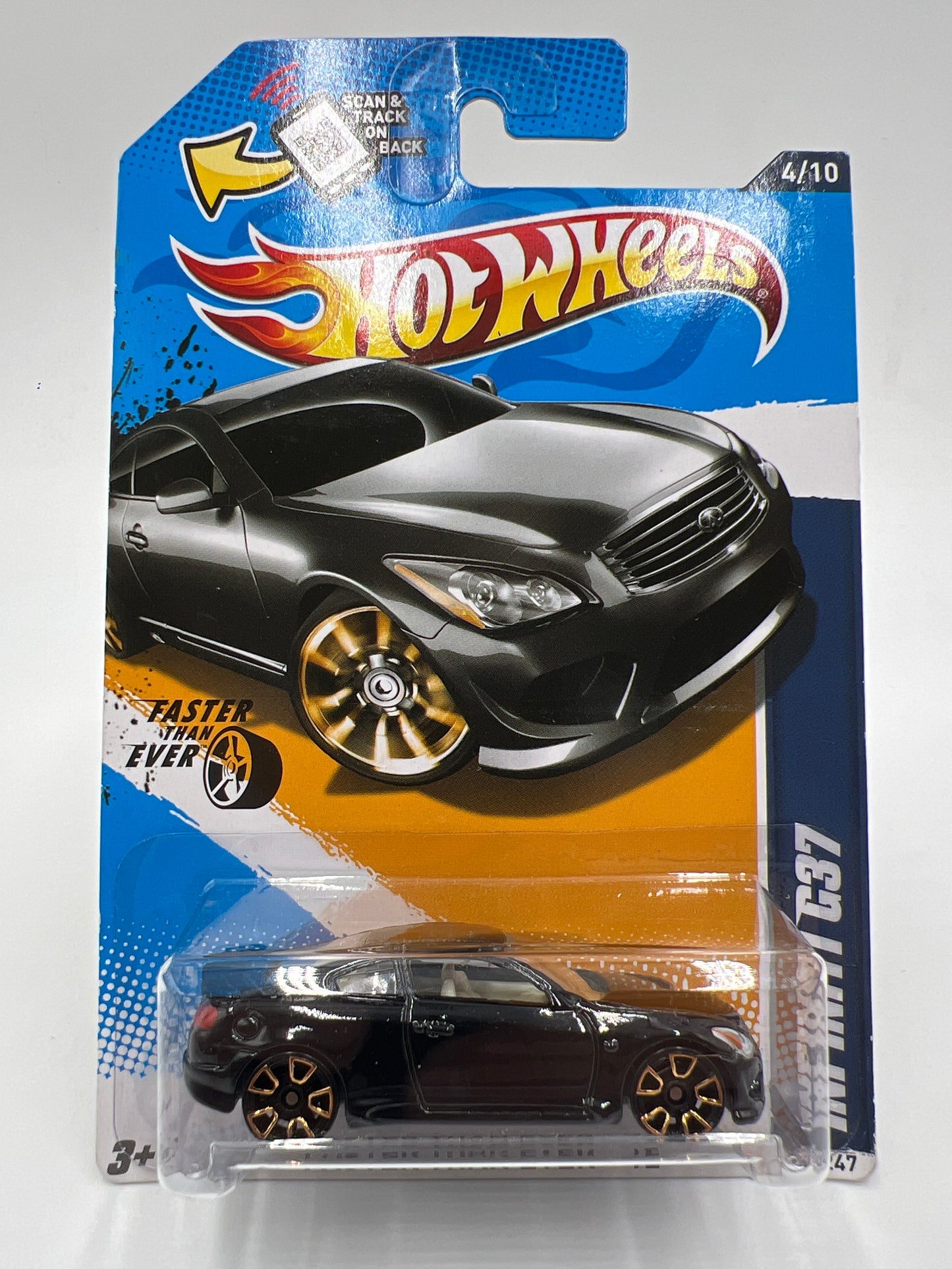 2012 Hot Wheels Faster Than Ever #94 Infiniti G37 Black FTE2 W/Protector
