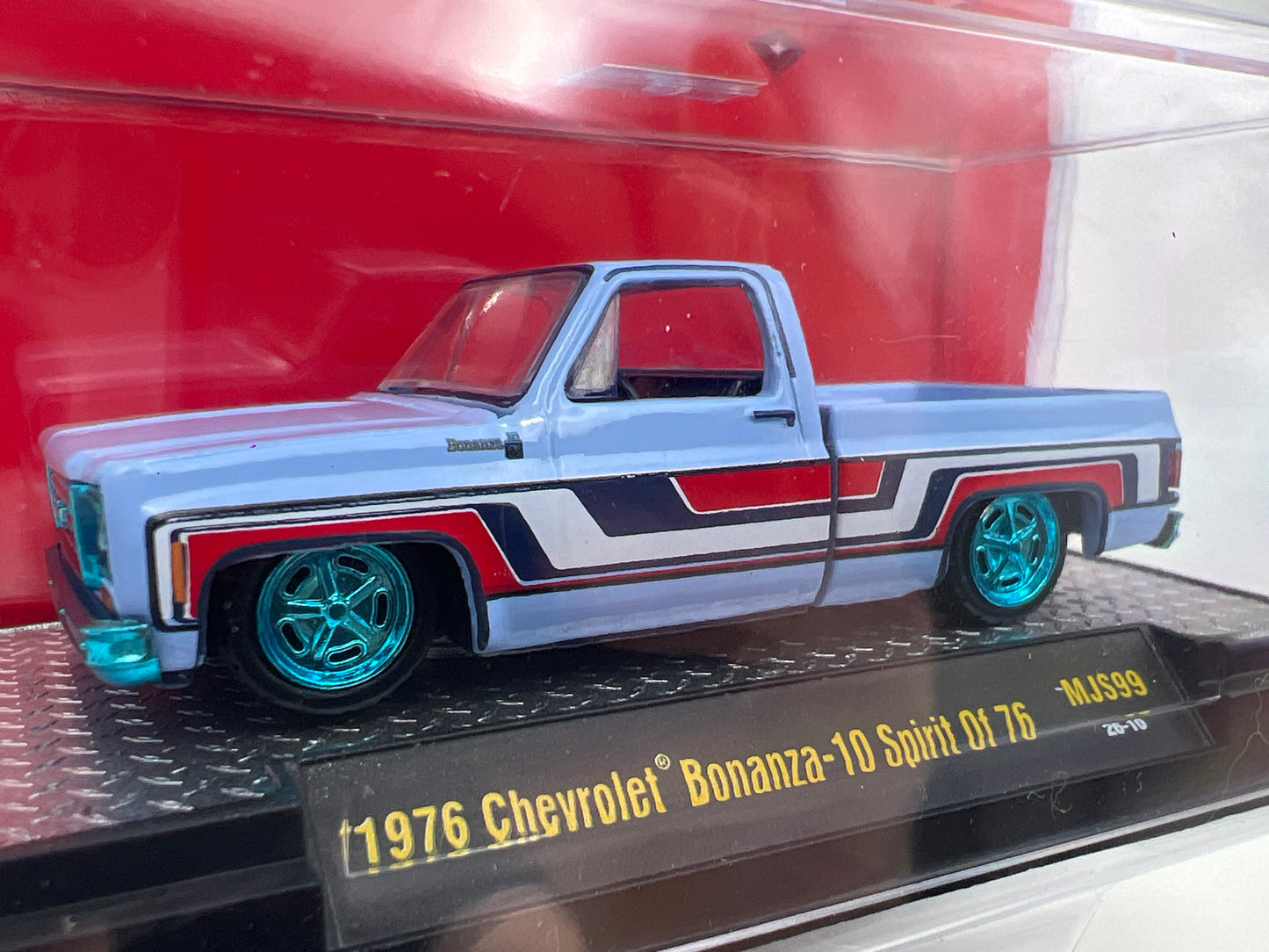 M2 Machines MJS99 MiJo Exclusives CHASE 1976 Chevrolet Bonanza 10 Spirit Of 76 Blue