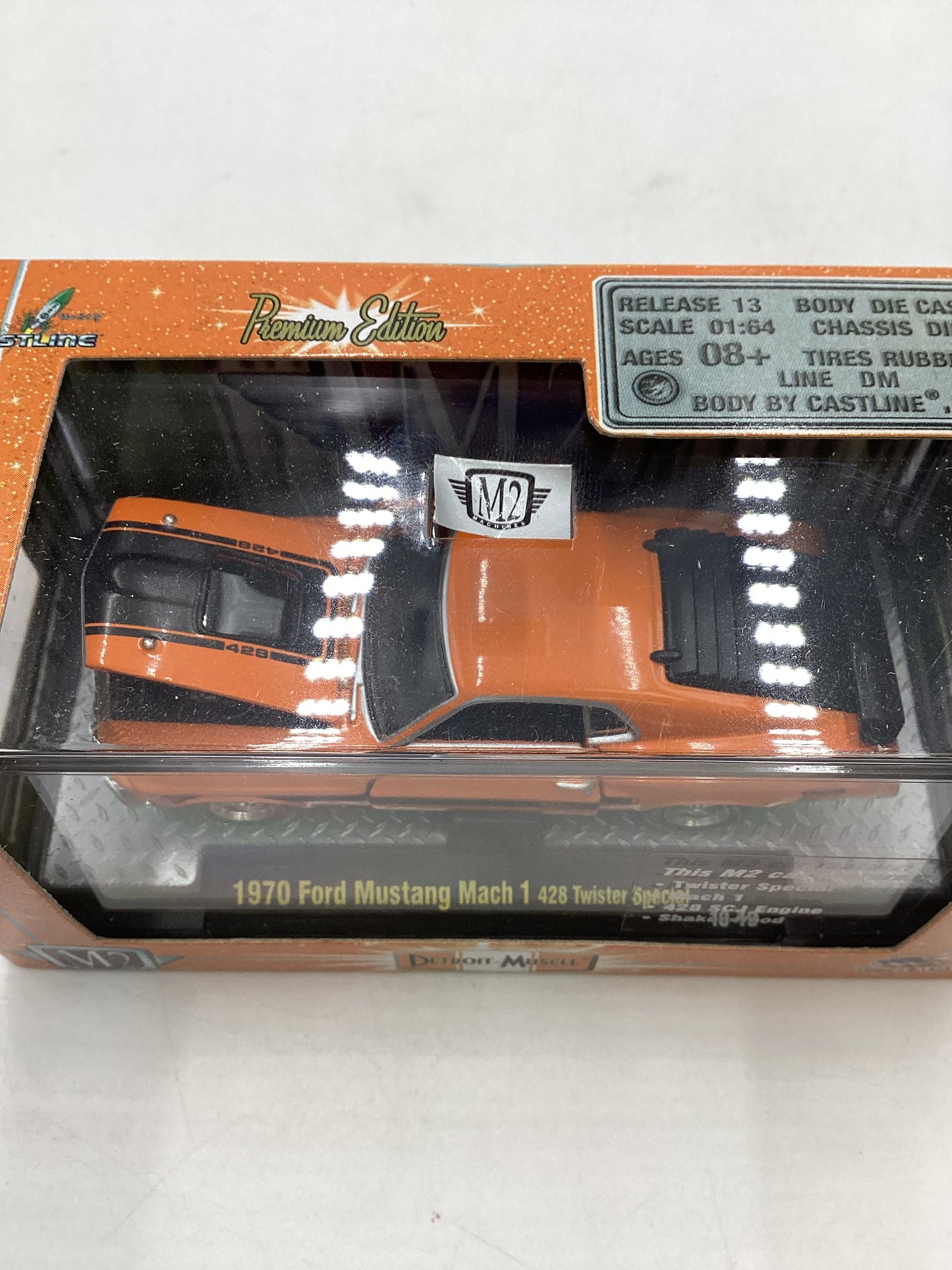 M2 Machines Premium Edition 1970 Ford Mustang Mach 1 428 Twister Special Orange 10-19