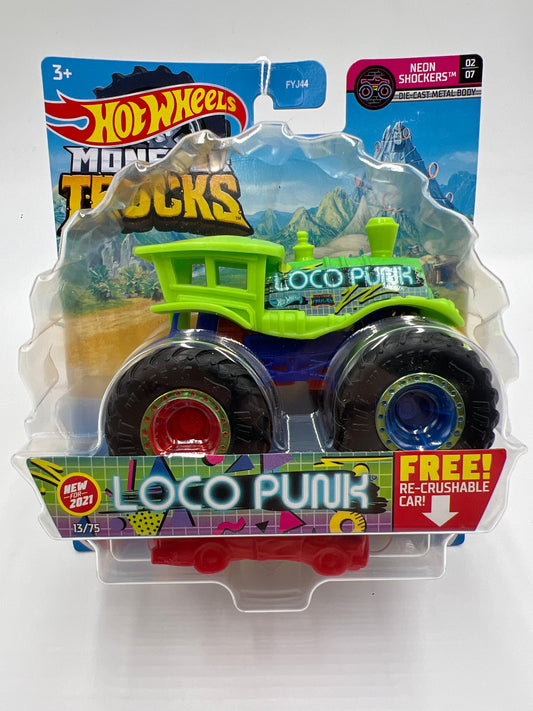 2021 Hot Wheels Monster Trucks Neon Shockers #13 Loco Punk 134A