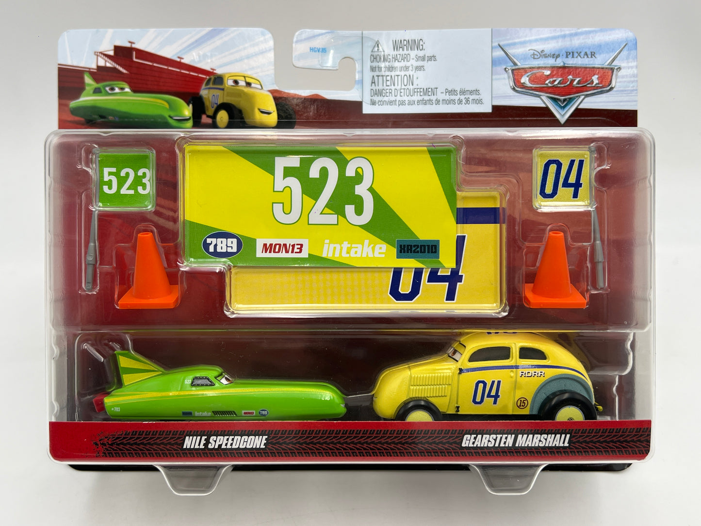 Disney Pixar Cars 2 Pack Nile Speedcone & Gearsten Marshall