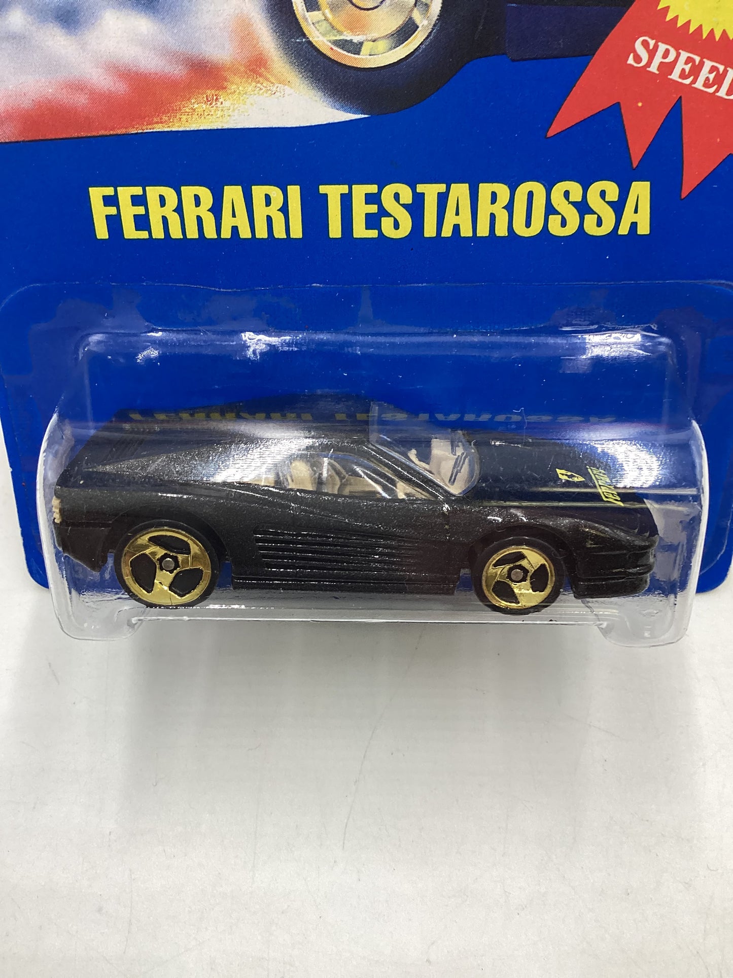1991 Hot wheels #35 Gold Medal Speed Black Ferrari Testarossa 3 spoke