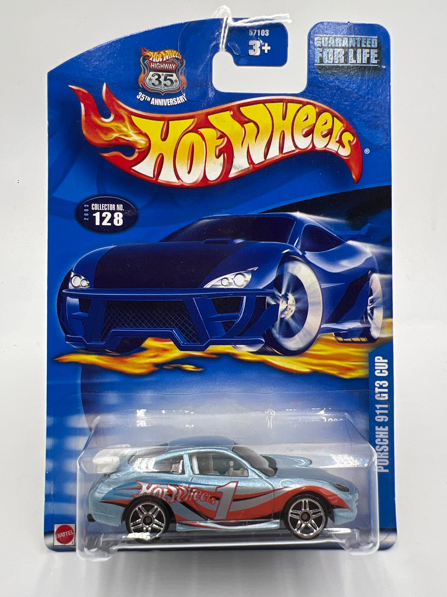 2003 Hot Wheels Collector #128 Porsche 911 GT3 Cup Light Blue 99D