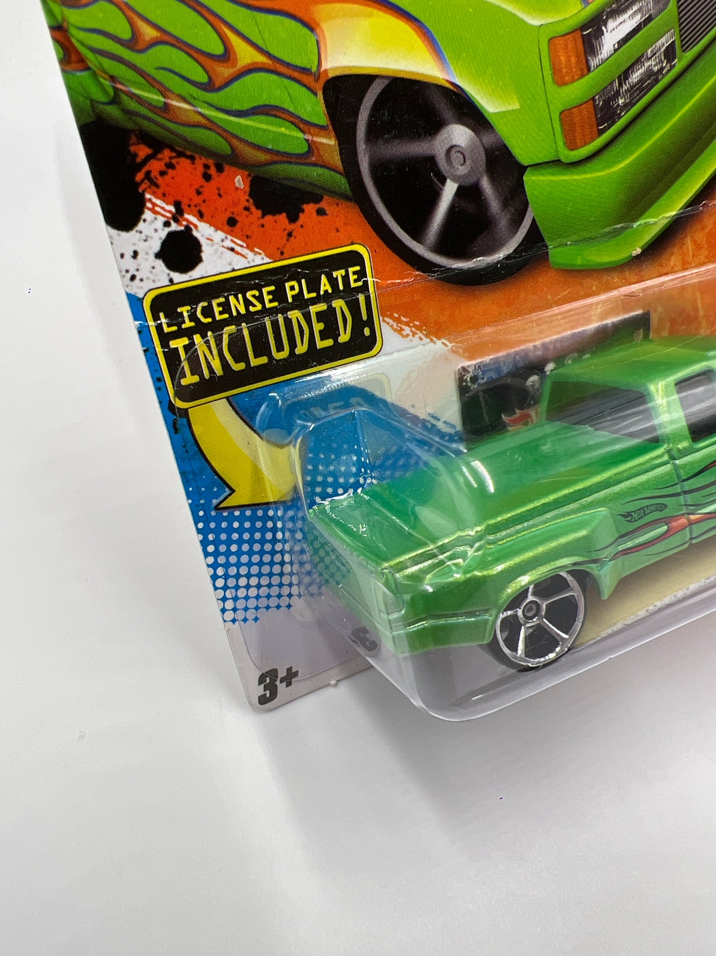 2011 Hot Wheels Heat Fleet #92 Customized C3500 Green W/License Plate Has Vein Above Blister