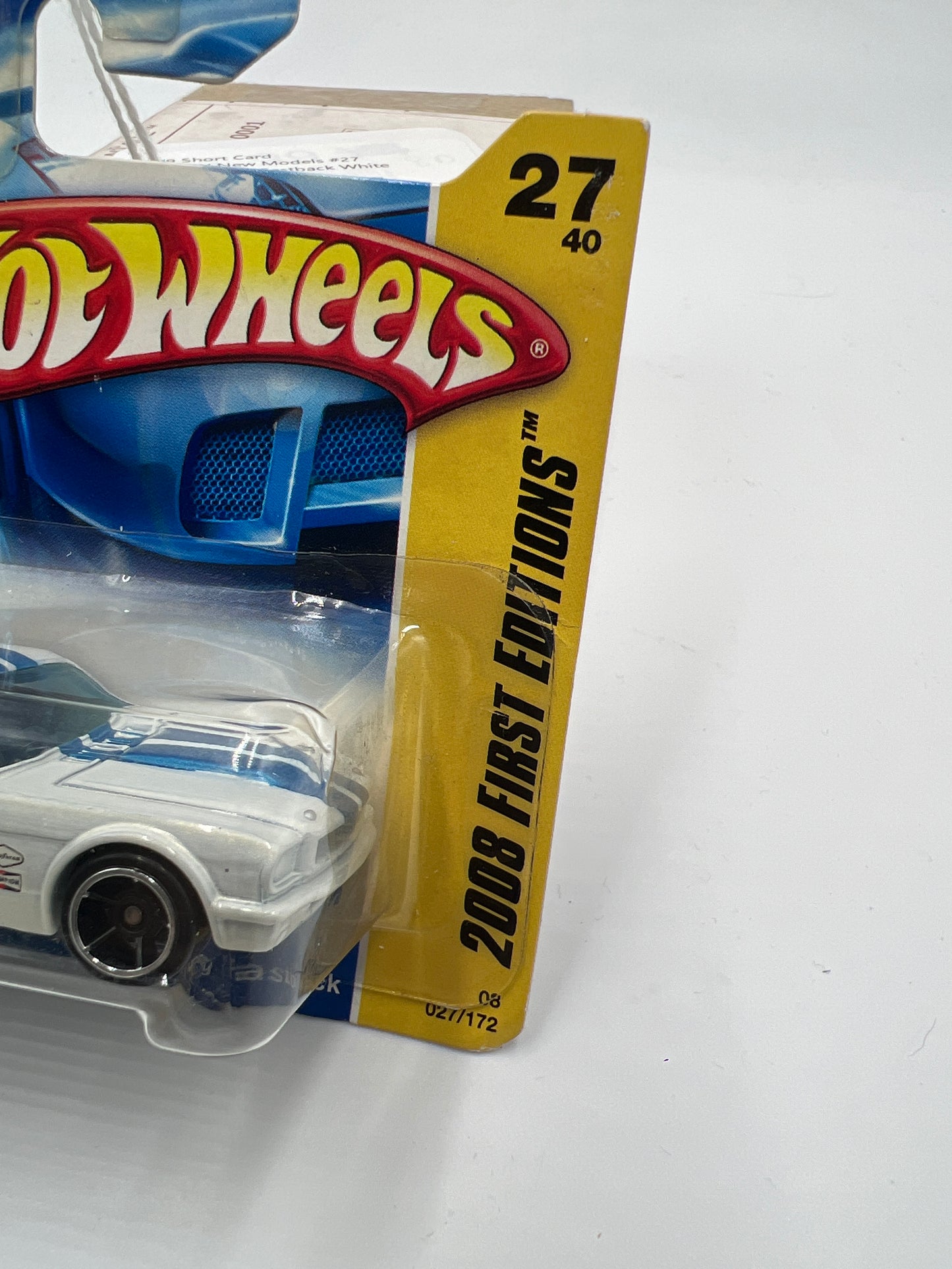 2008 Hot Wheels New Models #27 Ford Mustang Fastback White Short Card 25E