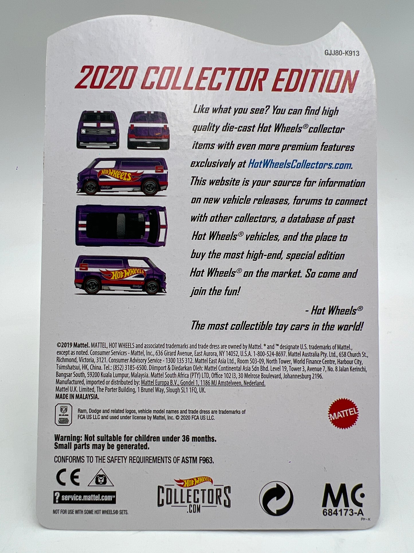 2020 Hot Wheels RLC Mail In #5 Custom 77 Dodge Van Purple W/Protector