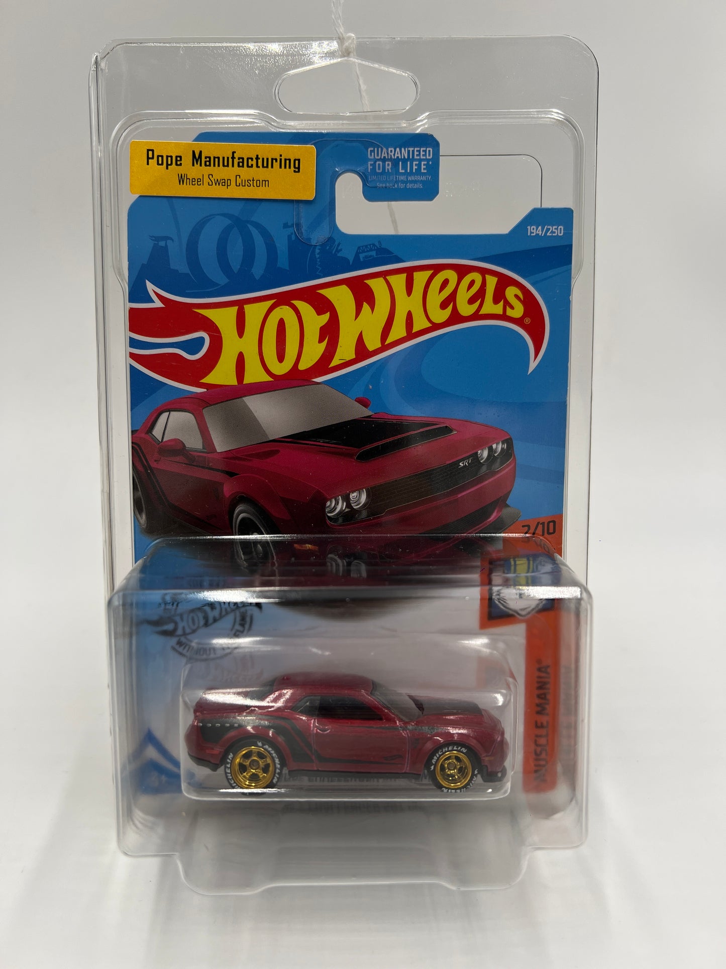 Hot Wheels 18 Dodge Challenger SRT Demon Red Wheel Swap Custom On Card W/Protector SR