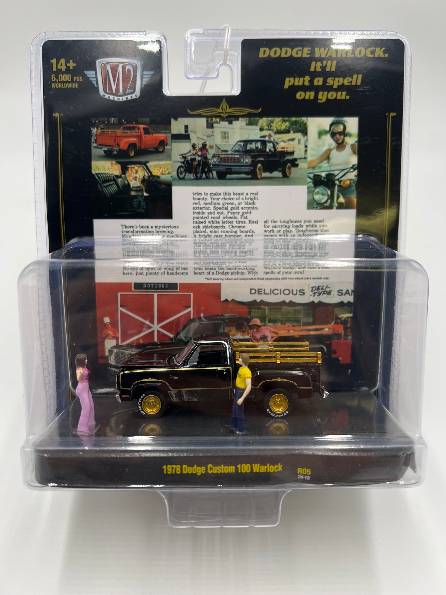 2024 M2 Machines Diorama R05 1978 Dodge Custom 100 Warlock Black 199E