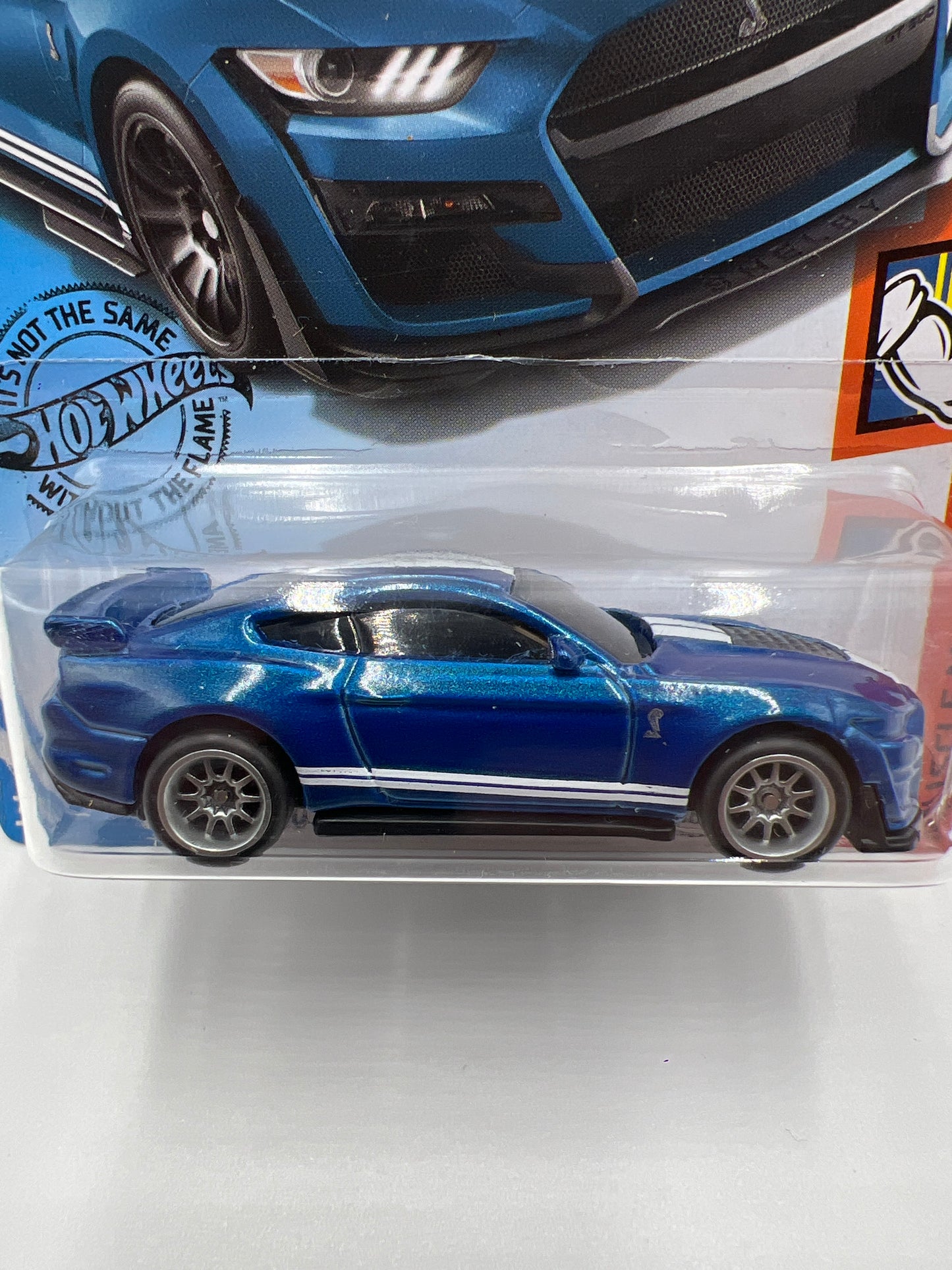 Hot Wheels 2020 Ford Mustang Shelby GT500 Blue Wheel Swap Custom On Card W/Protector