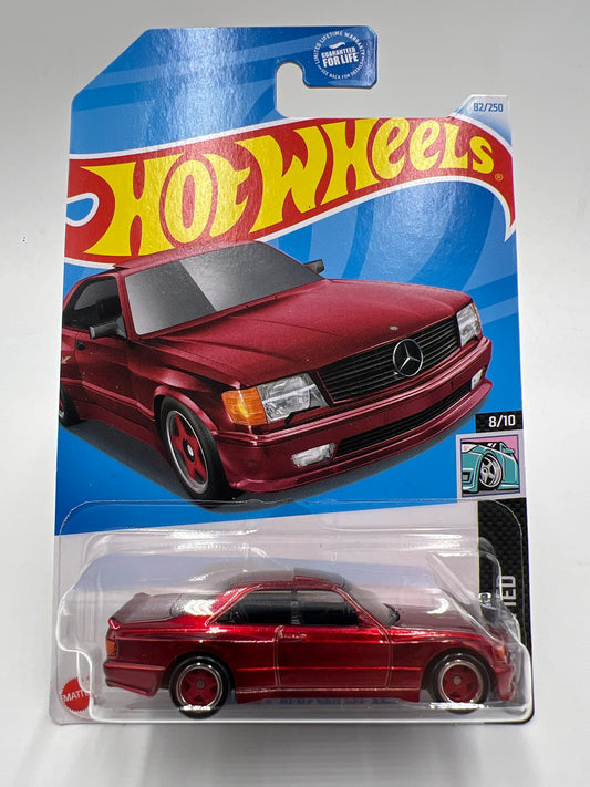 2024 Hot Wheels Super Treasure Hunt #82 89 Mercedes-Benz 560 SEC AMG Red W/Protector