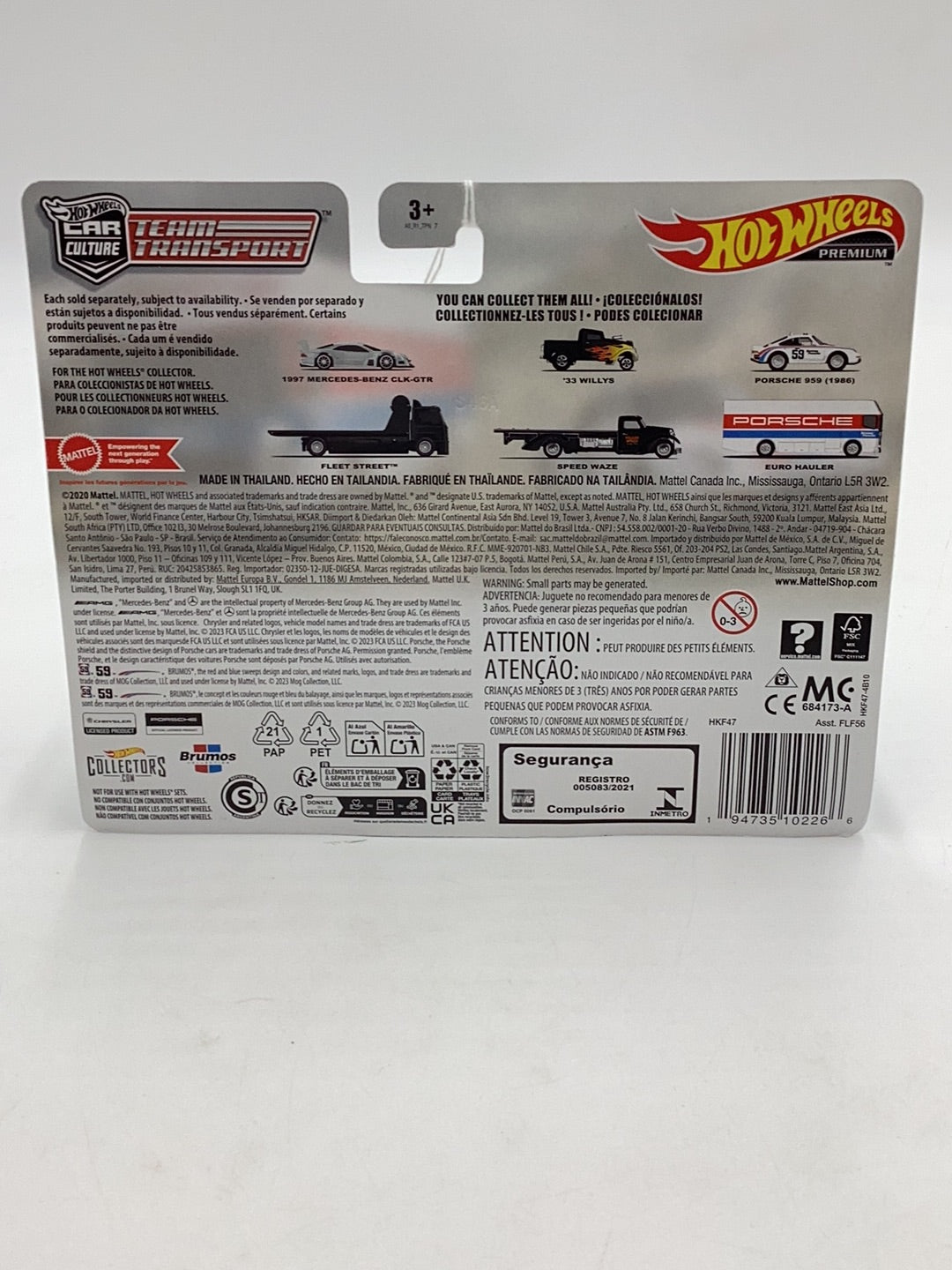 Hot wheels car culture team transport #61 Porsche 959(1986)euro hauler 281B