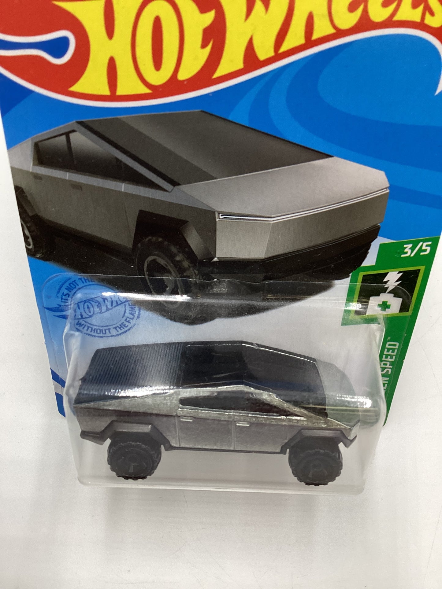 2022 Hot Wheels Green Speed #177 Tesla Cybertruck with protector