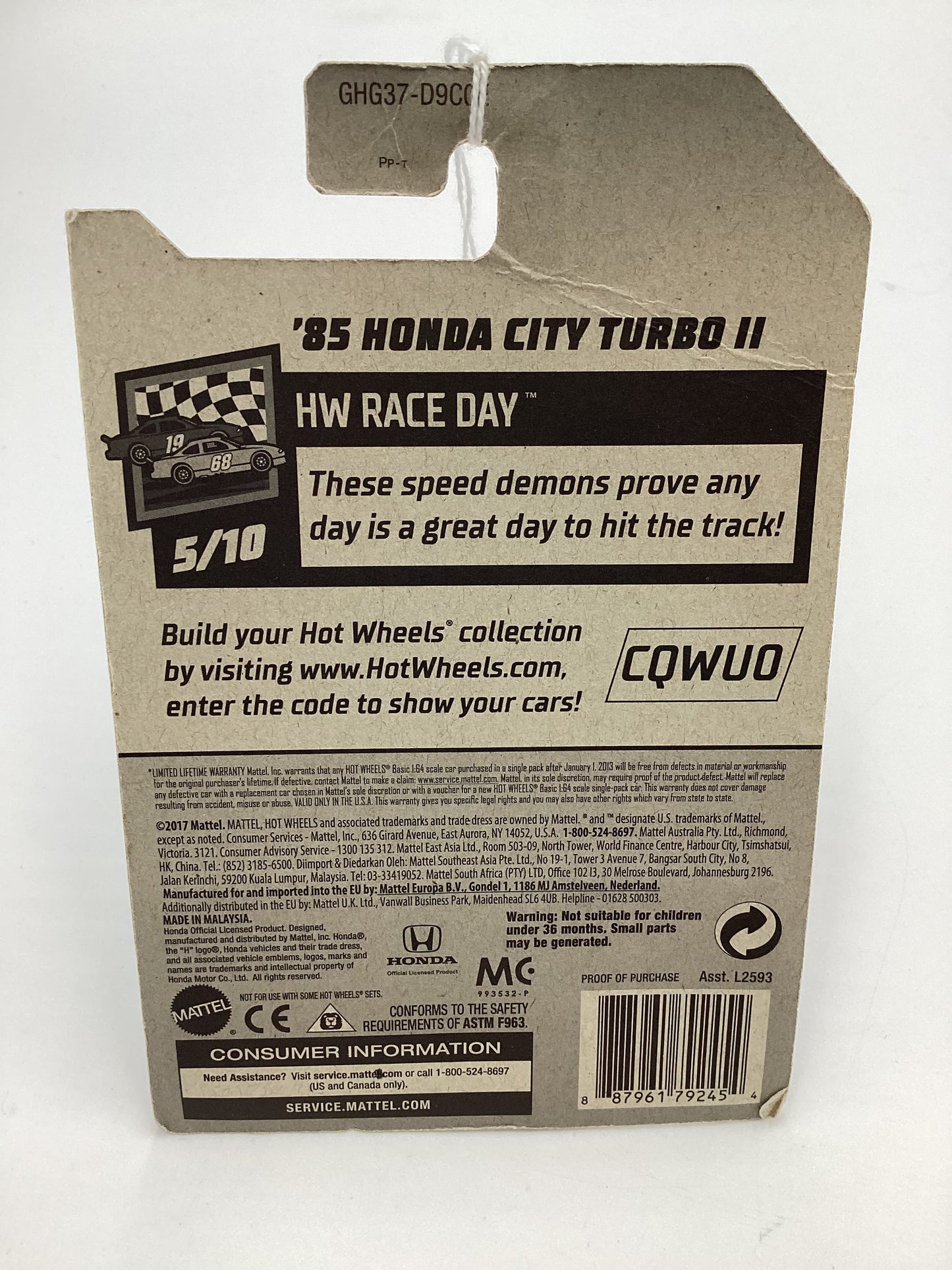 2020 Hot Wheels Zamac 002 #11 85 Honda City Turbo II Bad Card 143C