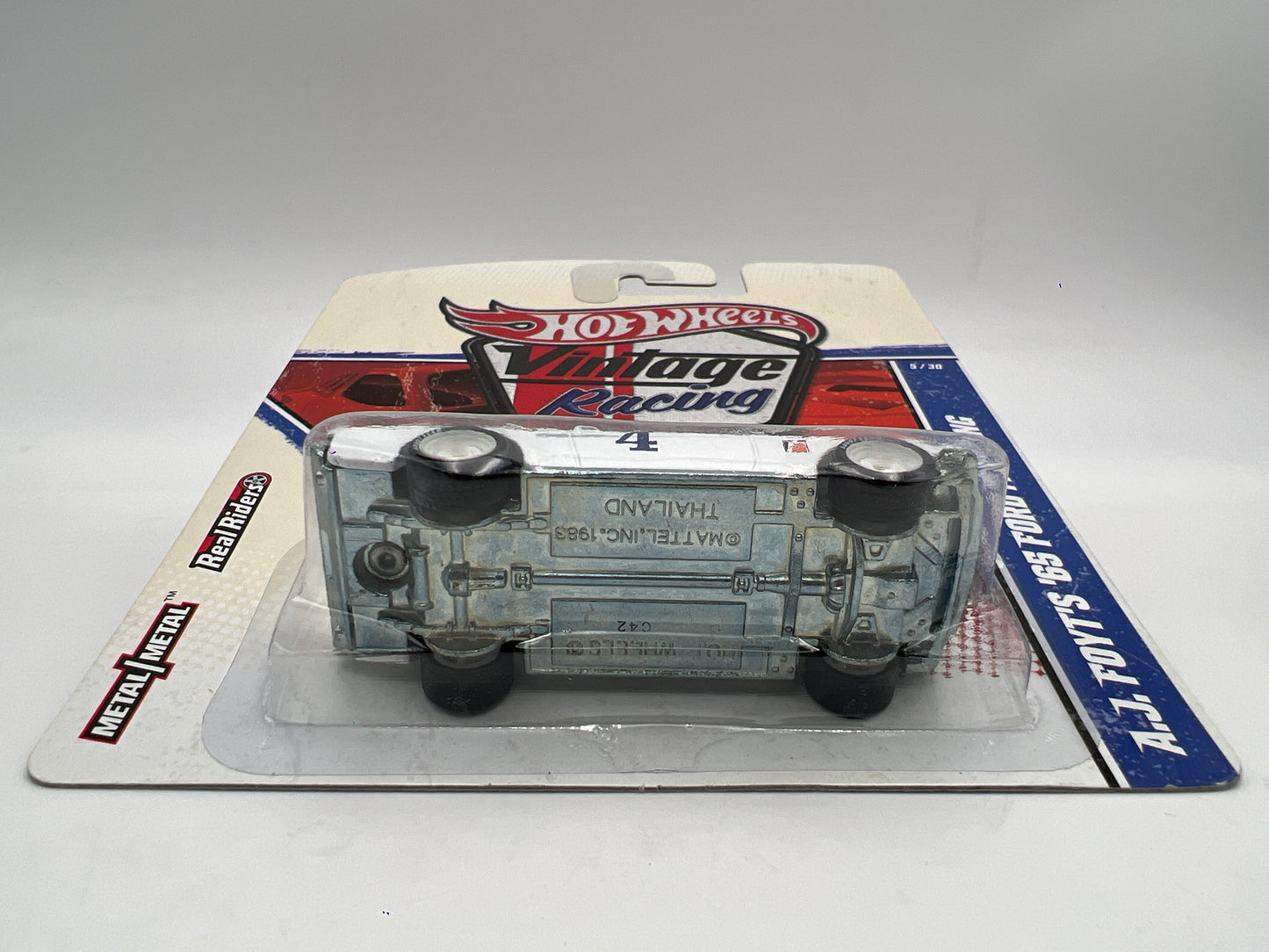 Hot Wheels Premium Vintage Racing #5 AJ Foyts 65 Ford Mustang White W/Protector
