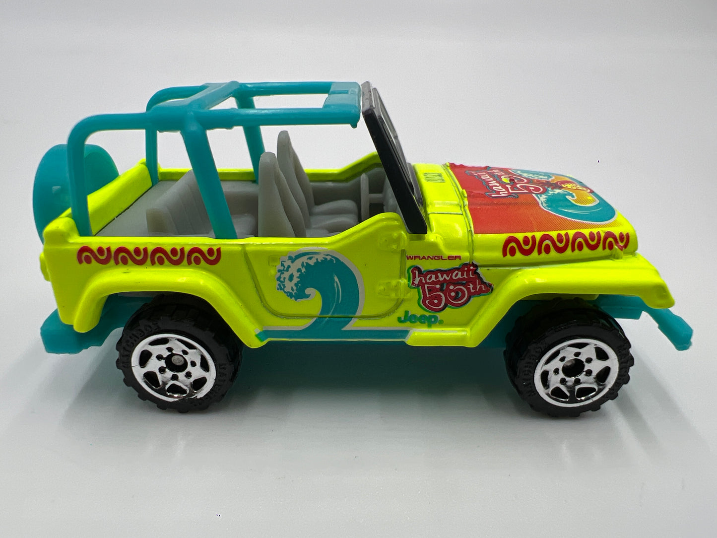 Matchbox 1/64 MB Across America 1998 Jeep Wrangler Neon Loose