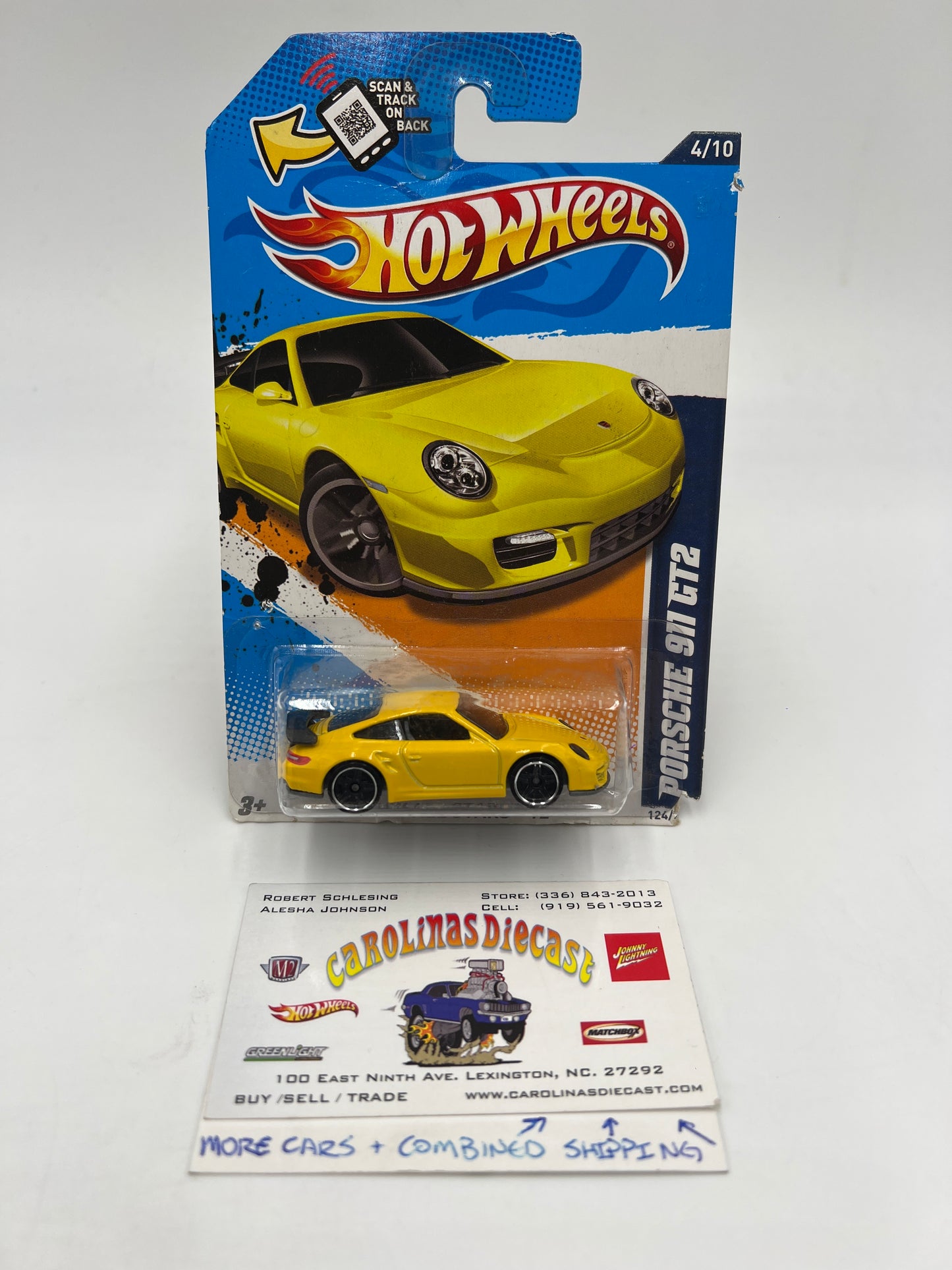 2012 Hot Wheels All Stars #124 Walmart Exclusive Porsche 911 GT2 Yellow W/Protector VHTF Bad Card