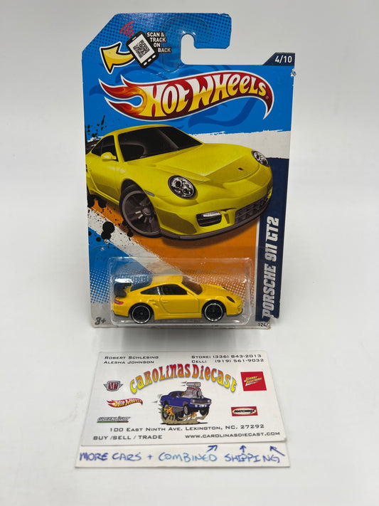 2012 Hot Wheels All Stars #124 Walmart Exclusive Porsche 911 GT2 Yellow W/Protector VHTF Bad Card