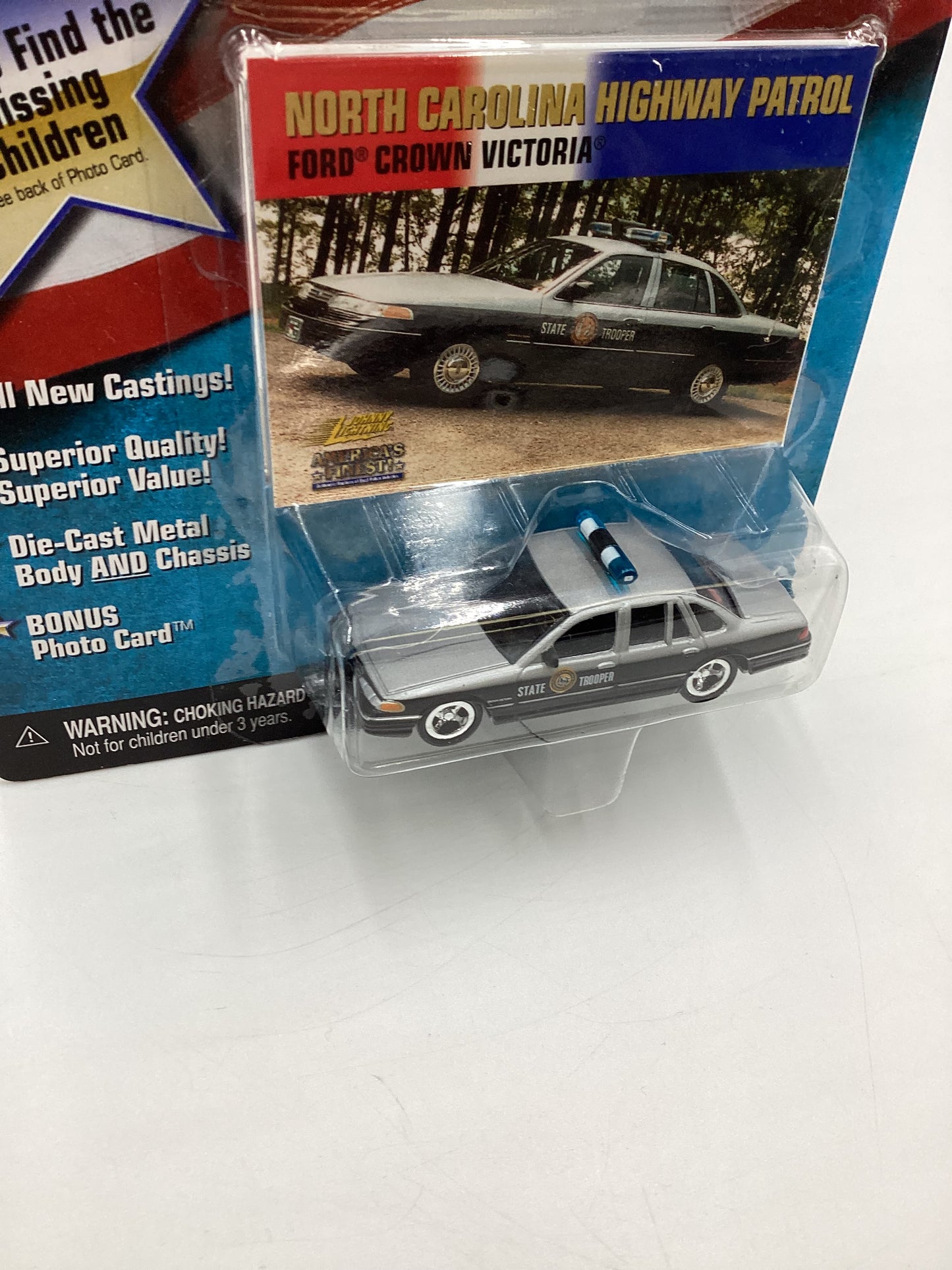 JOHNNY LIGHTNING Americas Finest North Carolina Highway Patrol Ford Crown Victoria Black/Silver 223H