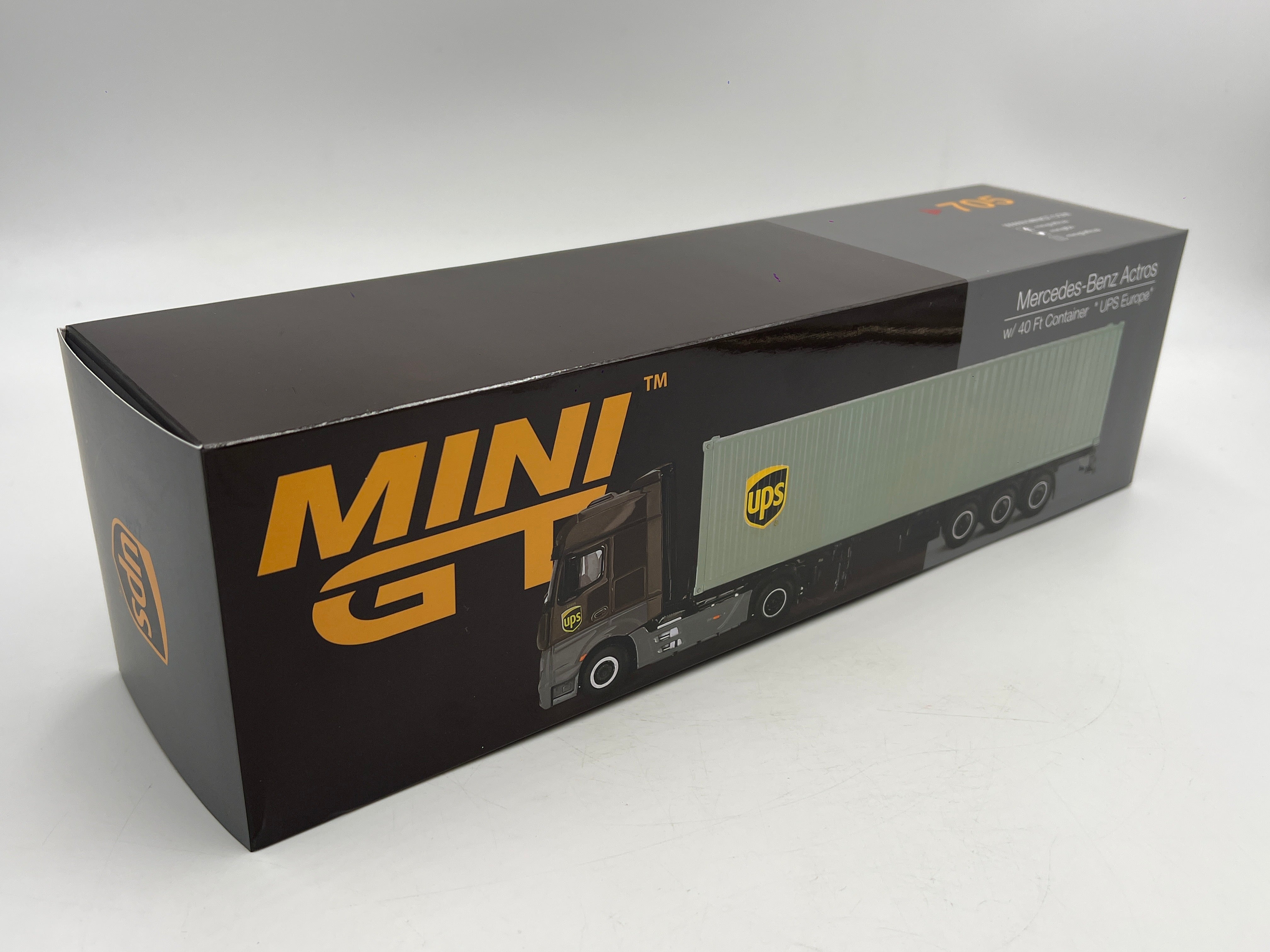 Mini GT #705 Mercedes-Benz Actros W/40ft Container UPS Europe