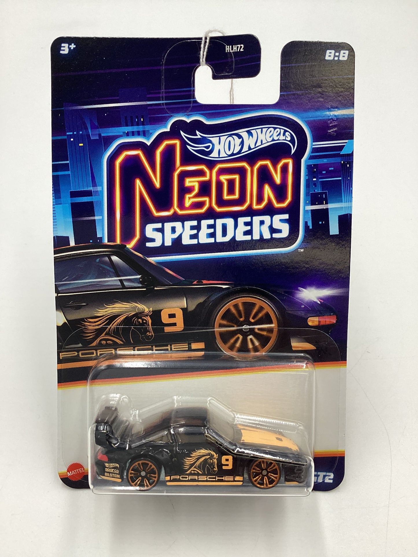 2025 Hot Wheels Neon Speeders #8 Porsche 993 GT2 Metal Base Black 159H