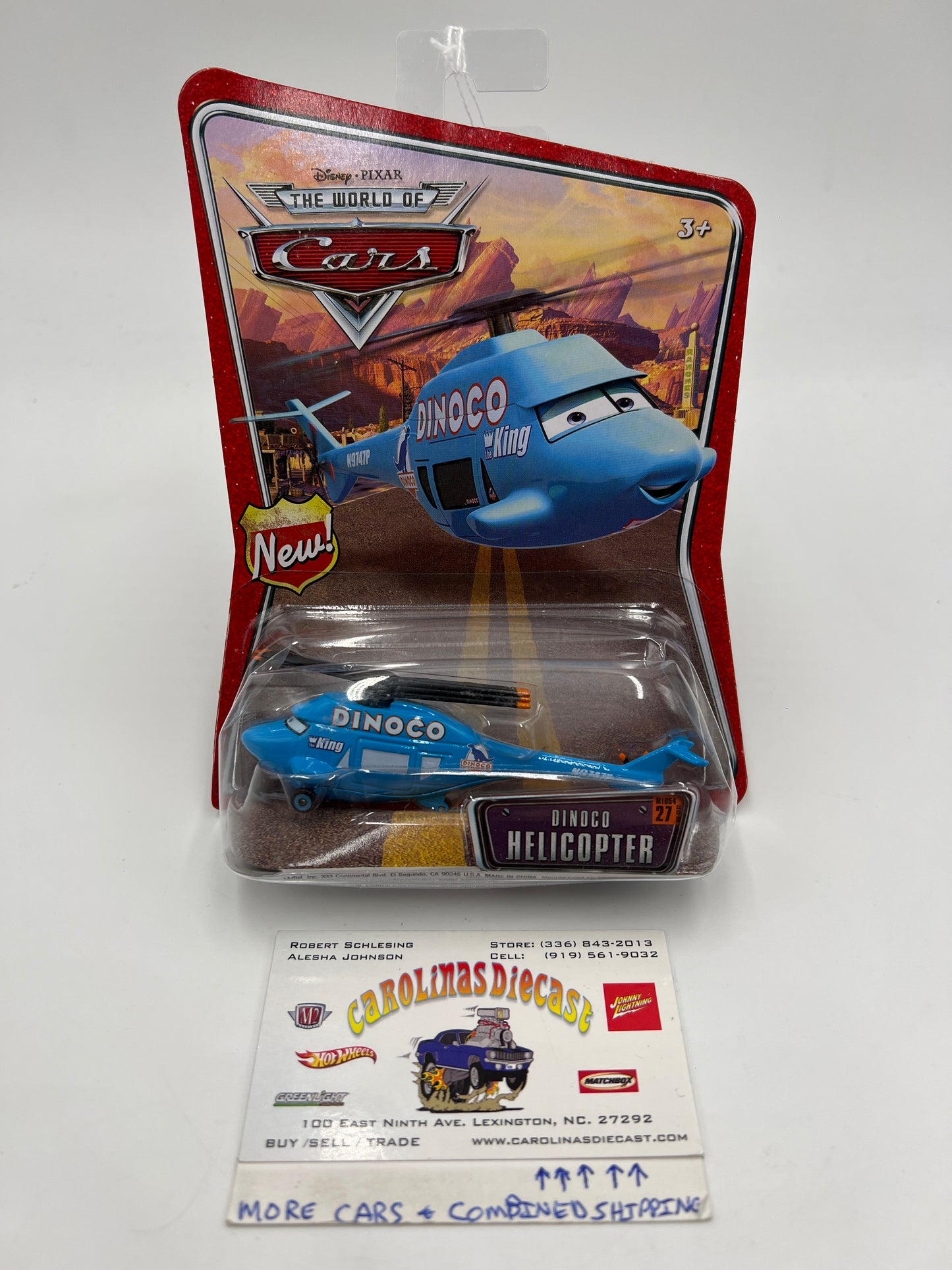 Disney Pixar The World Of Cars #27 Dinoco Helicopter Blue (Crushed Blister) 141A