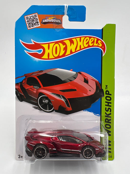 2015 Hot Wheels Workshop #189 Lamborghini Veneno Red International Card
