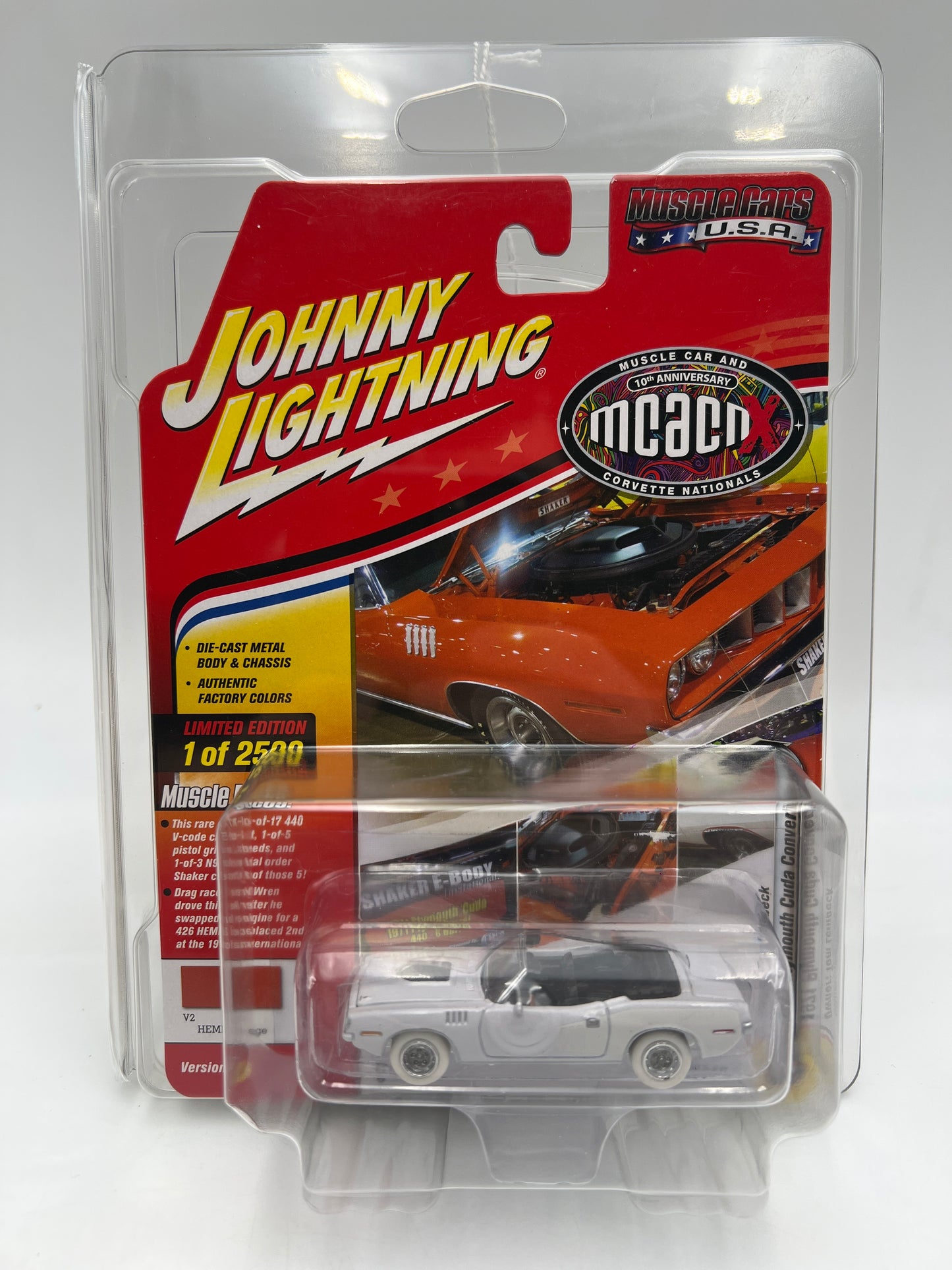 Johnny Lightning CHASE Muscle Cars USA MCACN 1971 Plymouth Cuda Convertible W/Protector VHTF