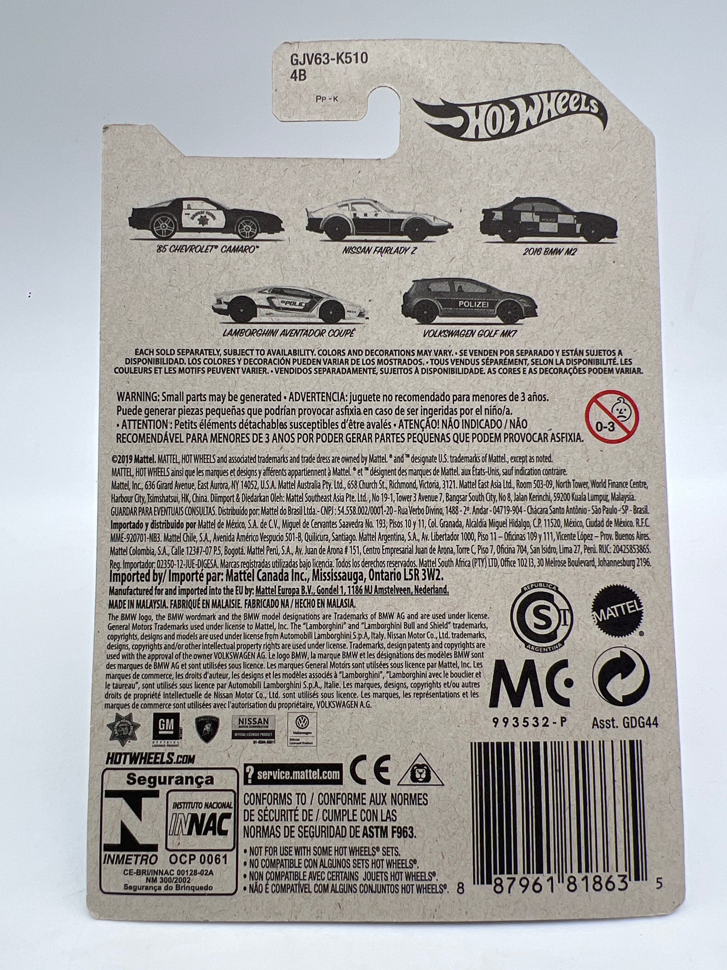 Hot Wheels Police Art Series #2 Nissan Fairlady Z Black/White 168E