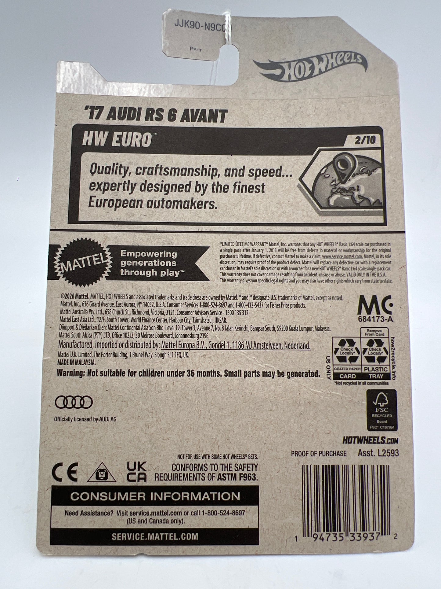 2026 Hot Wheels H Case #66 17 Audi RS 6 Avant 108E