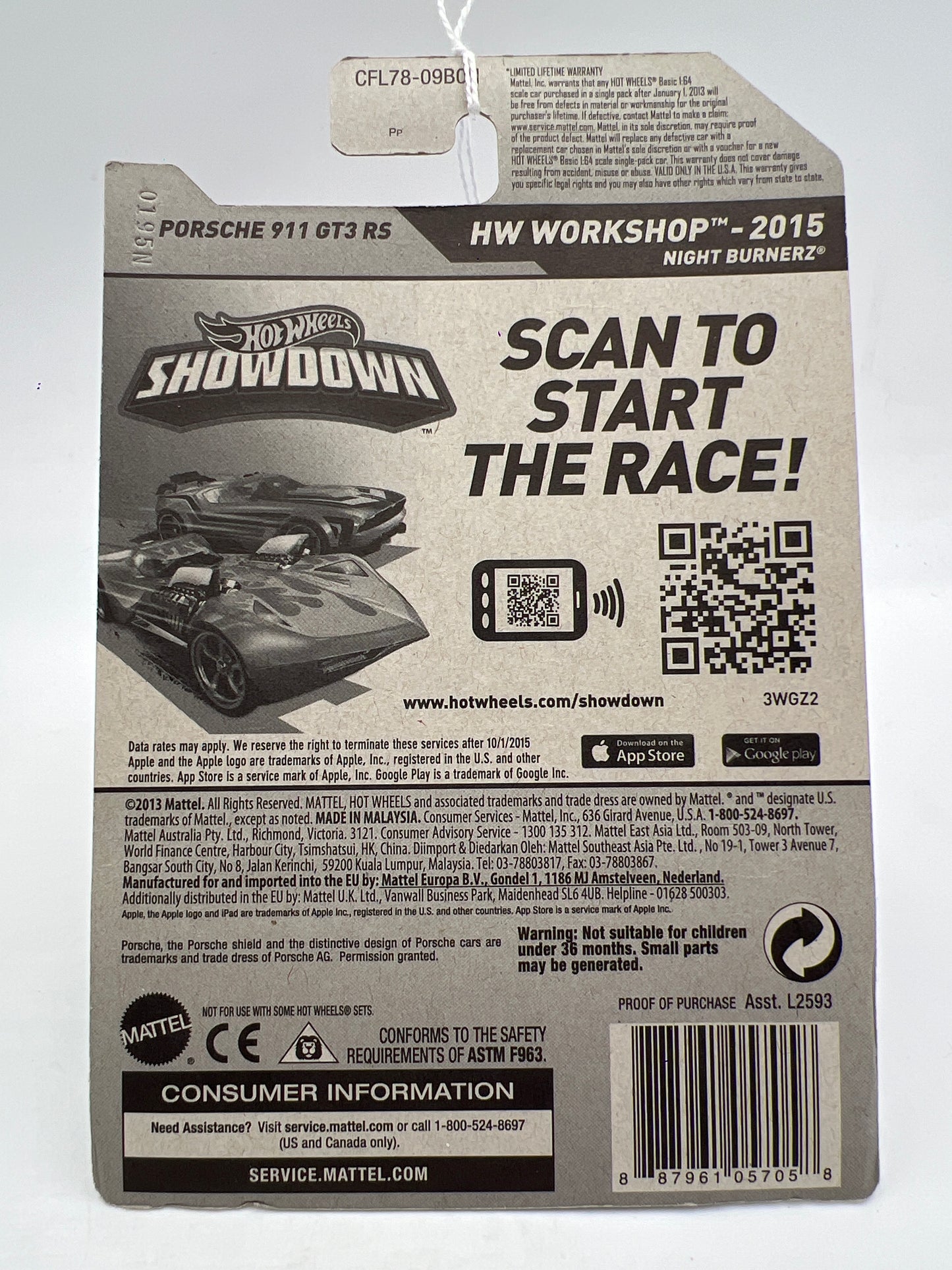 2015 Hot Wheels Workshop #196 Porsche 911 GT3 RS Red