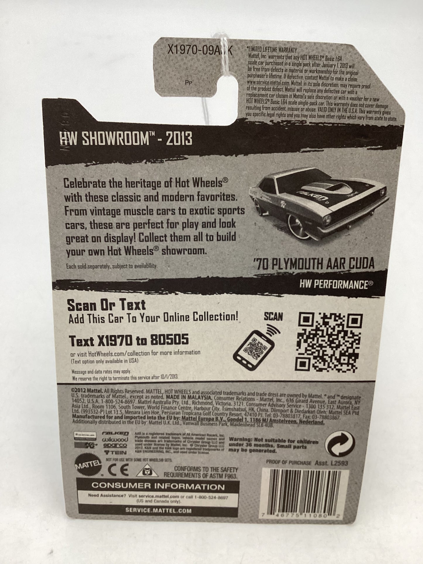 2013 Hot Wheels #247 70 Plymouth AAR Cuda Falken Silver 41C