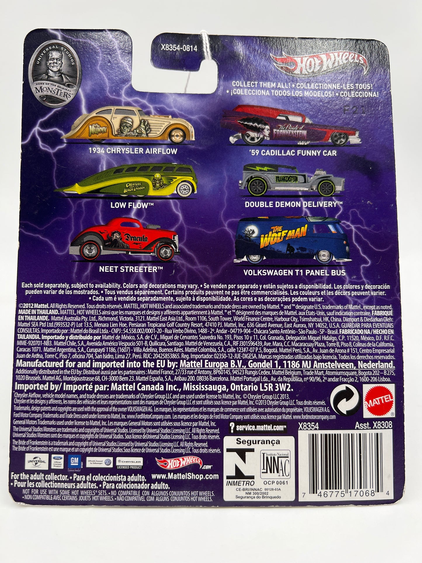 Hot Wheels Premium Universal Studios Monsters The Bride Of Frankenstein 59 Cadillac Funny Car Purple 270F
