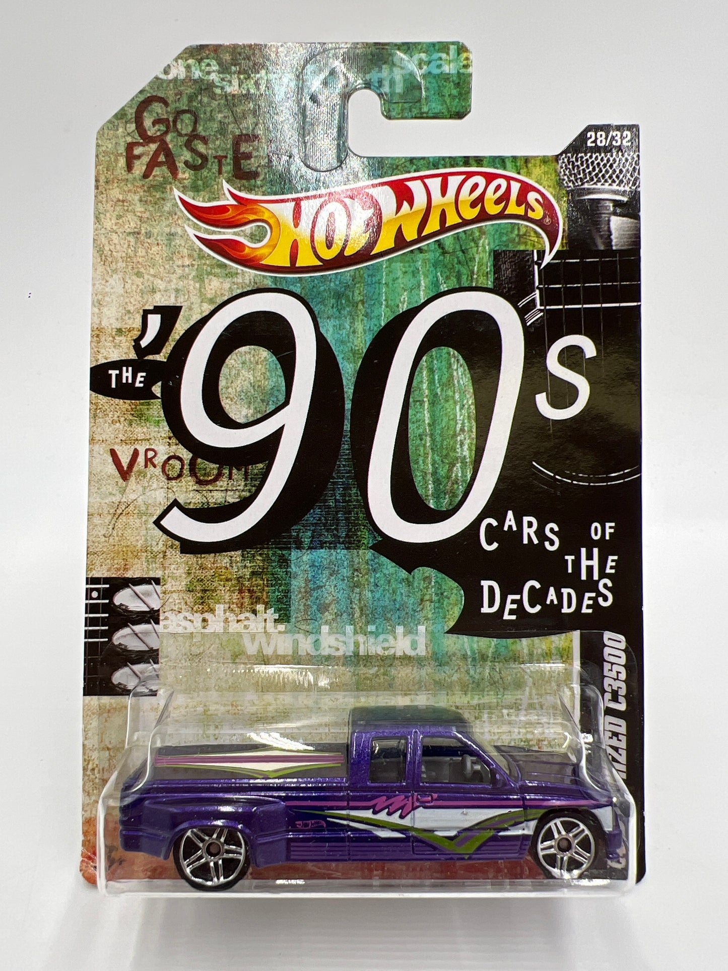 Hot Wheels Cars of the Decades The 90s #28 Customized C3500 Purple W/Protector