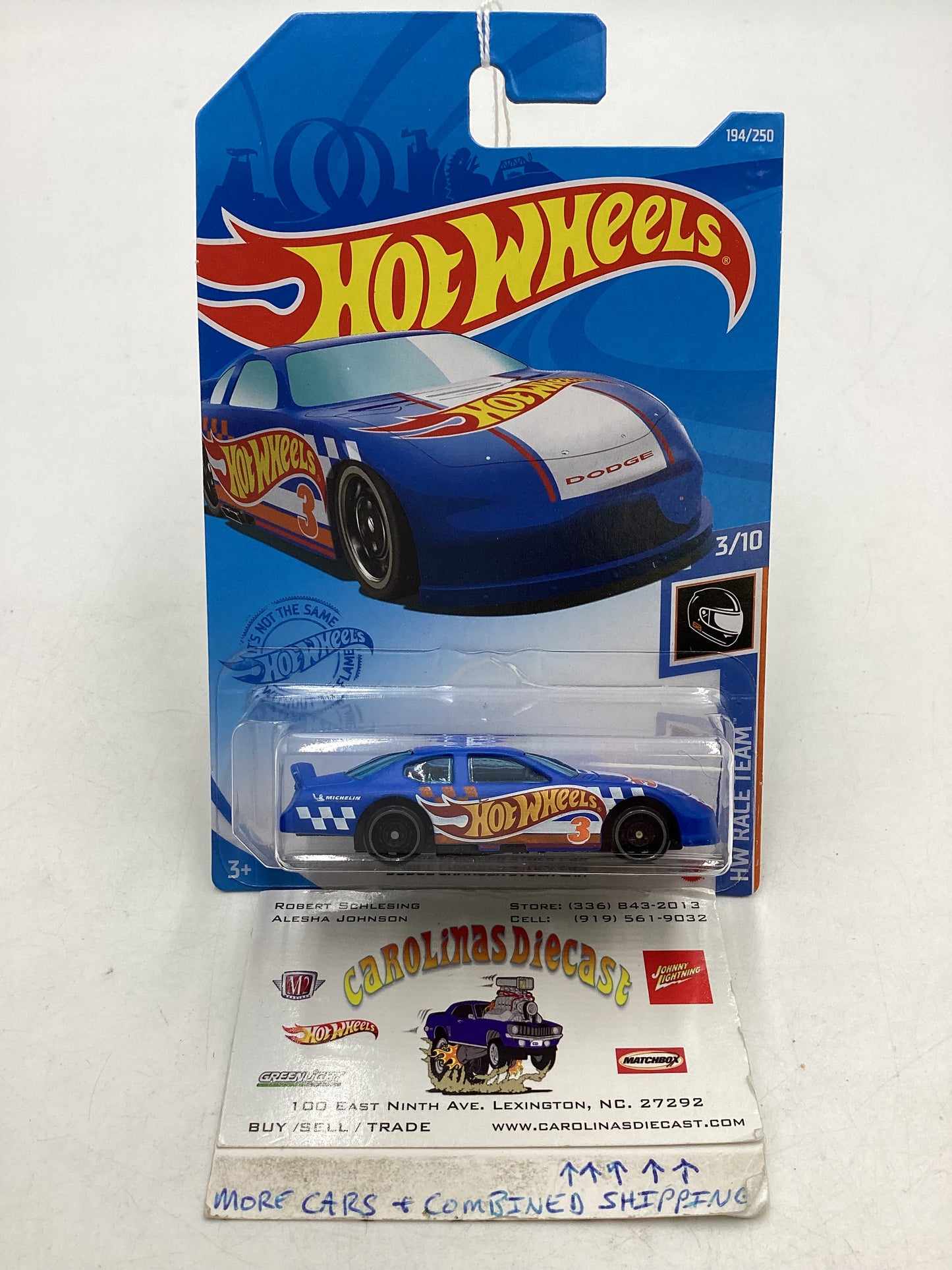 2021 Hot wheels #194 Dodge Charger Stock Car Blue 50H