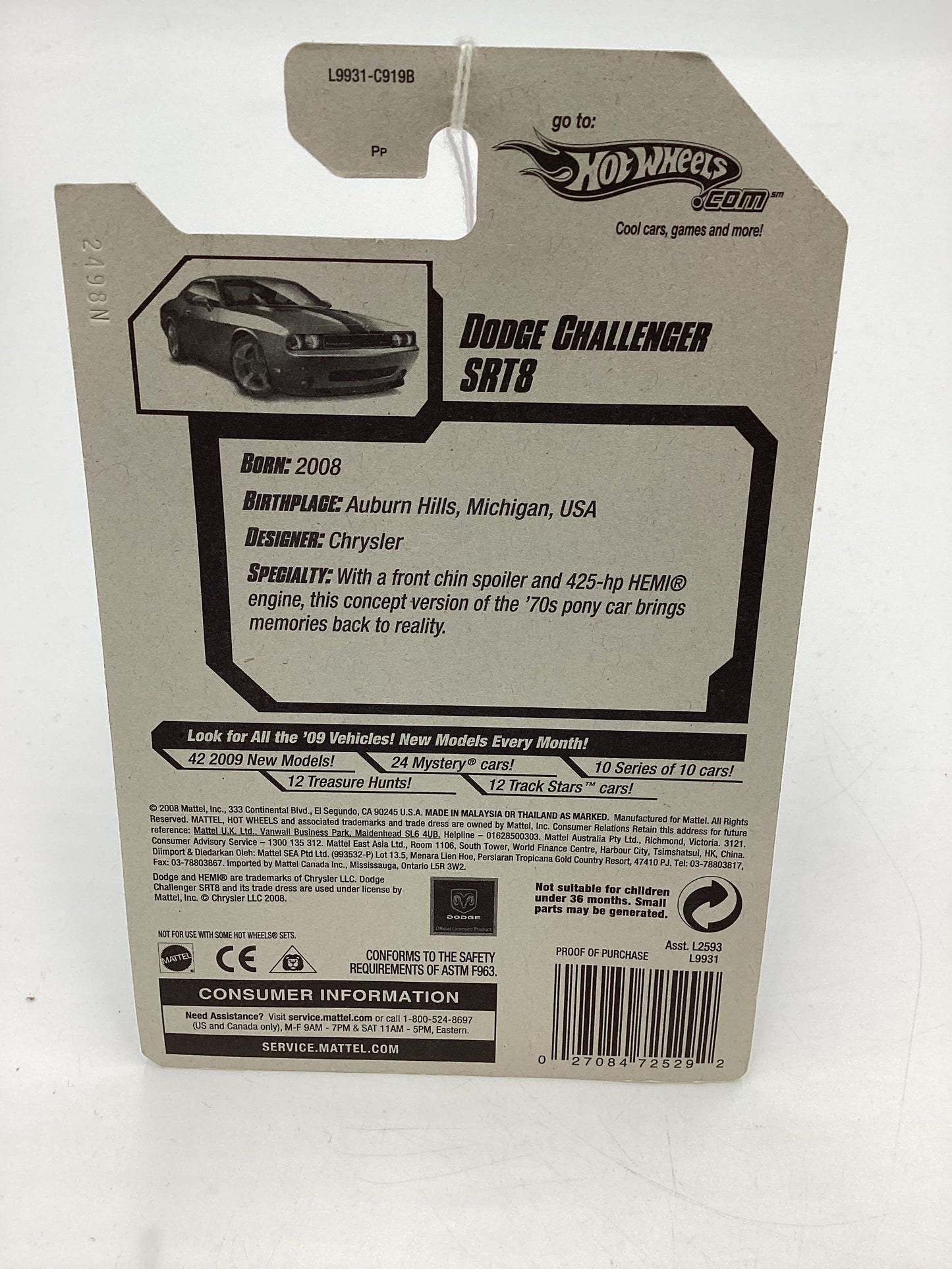 2008 Hot Wheels New Models #16 Dodge Challenger SRT8 Gray Kmart Exclusive 239C