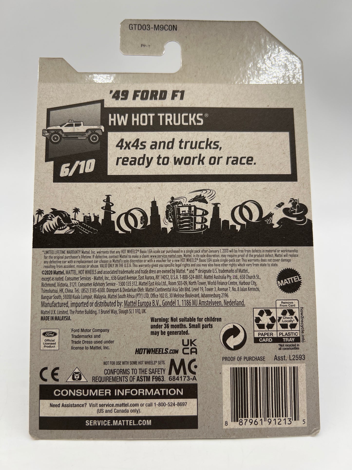 2021 Hot Wheels Super Treasure Hunt #225 49 Ford F1 Purple W/Protector