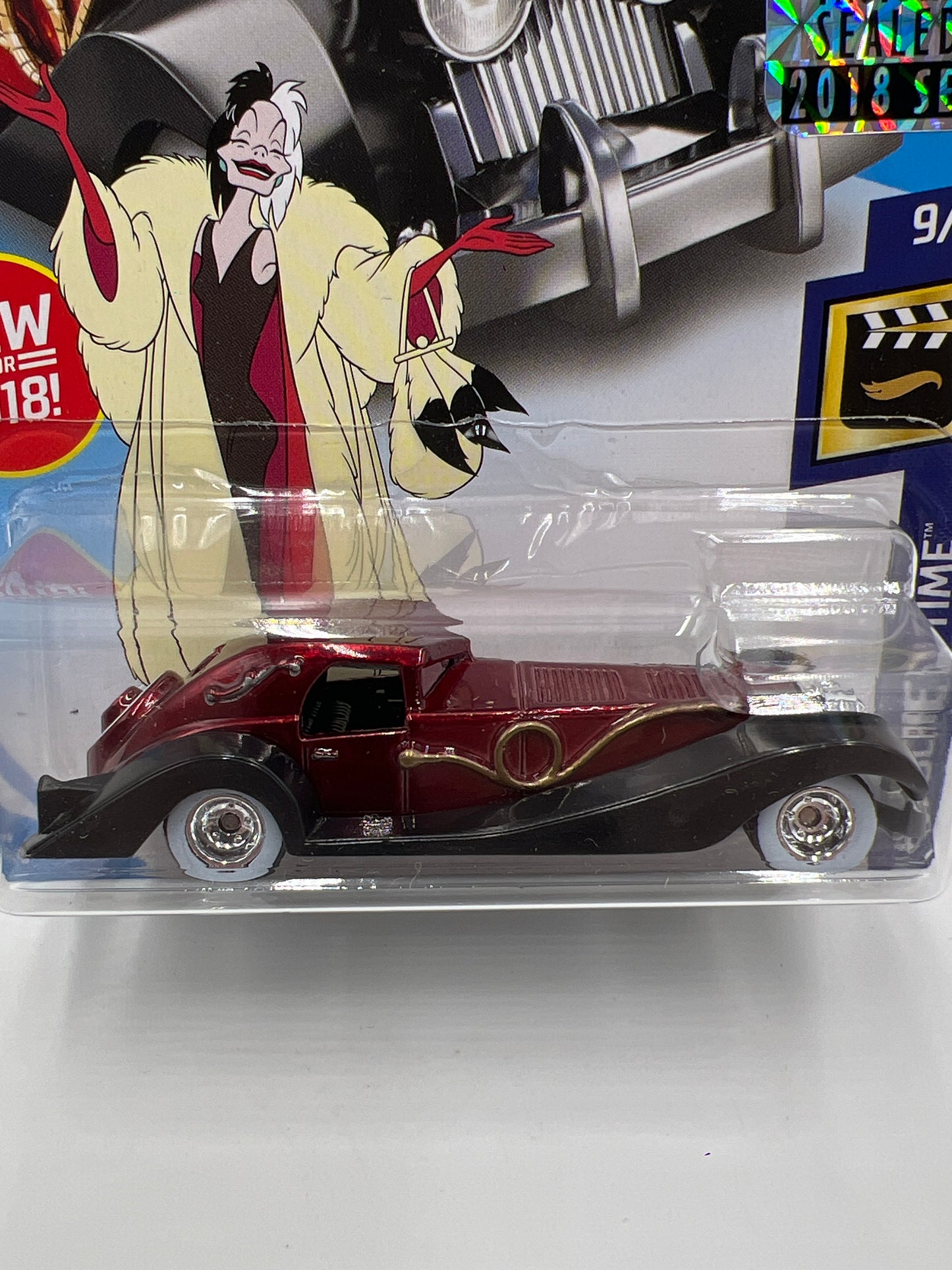 2018 Hot Wheels Factory Sealed Super Treasure Hunt Cruella De Vil Red W/Protector